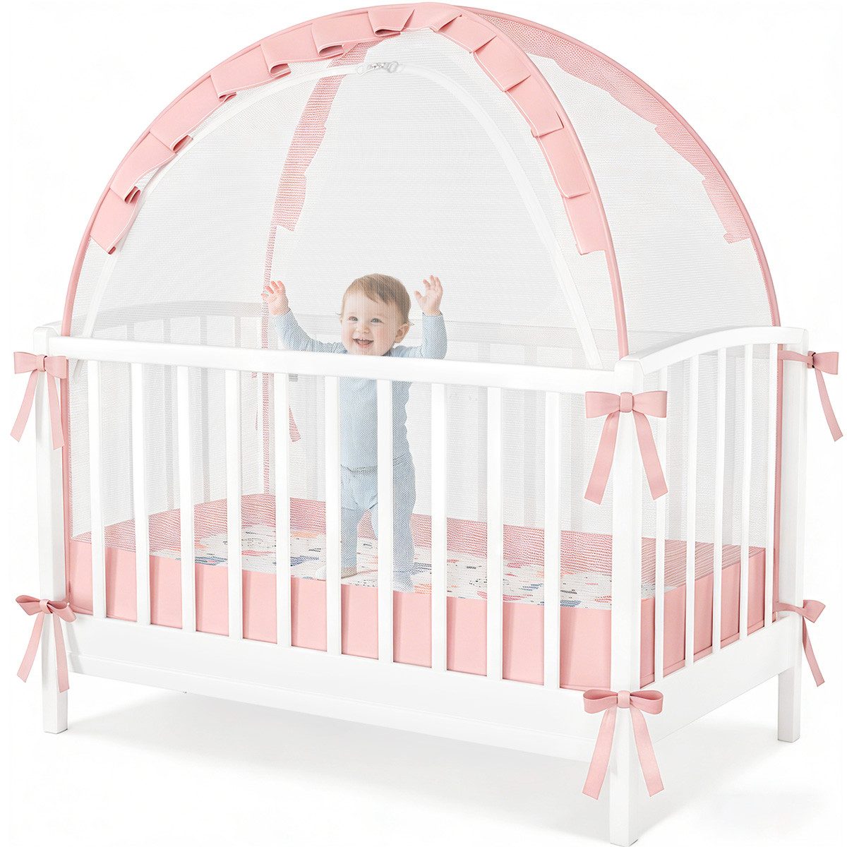 CAVEEN Betthimmel, Moskitonetz für Babybett Gitterbett 120×60×55cm Insektenschutz faltbar