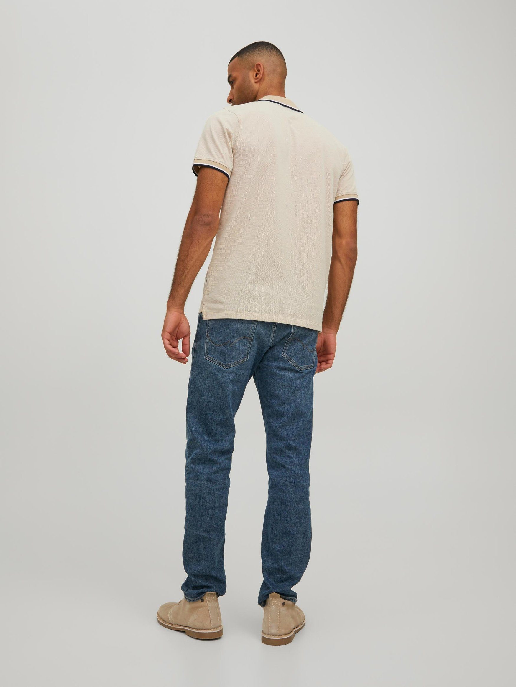 in T-Shirt Kurzarm Jack Pique 5525 Polo T-Shirt Jones Weiß Basic JPRBLUWIN & Hemd