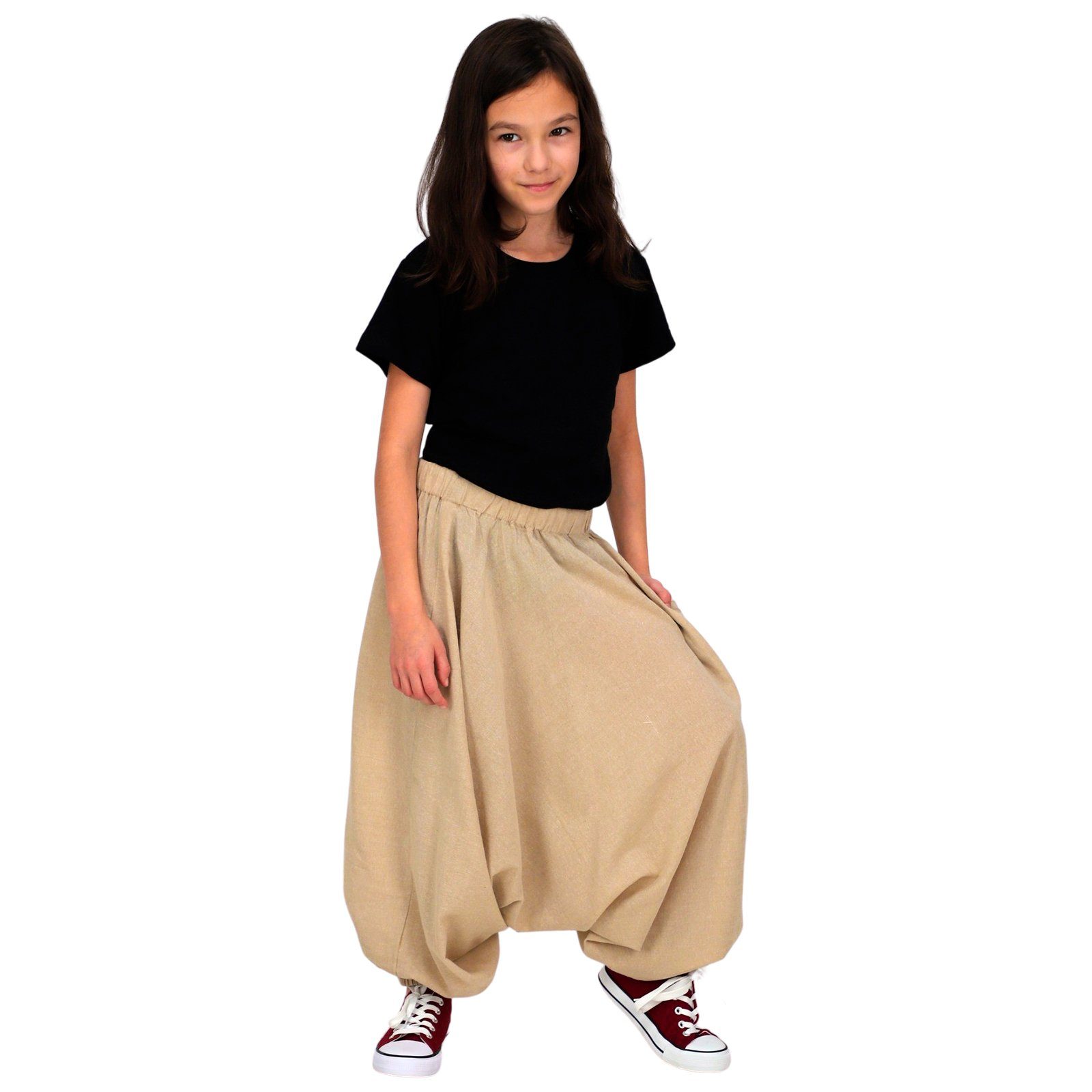 UND Haremshose Haremshose/Jodhpur-Hose Boho Naturfarben Kinder Pluderhose Kinderhose MAGIE Hippie Kids KUNST Aladin Hose