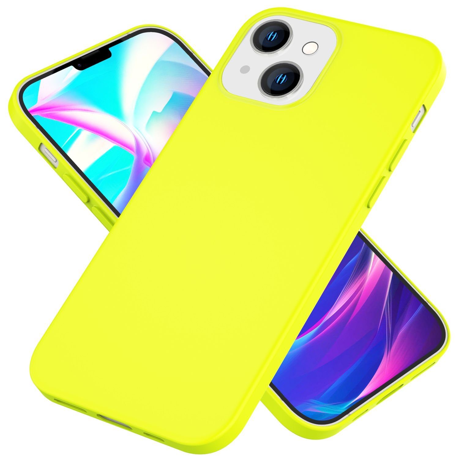 Nalia Smartphone-Hülle Apple iPhone 14, Neon Silikon Hülle / Bunt Leuchtend / Rutschfest / Flexibel / Weich