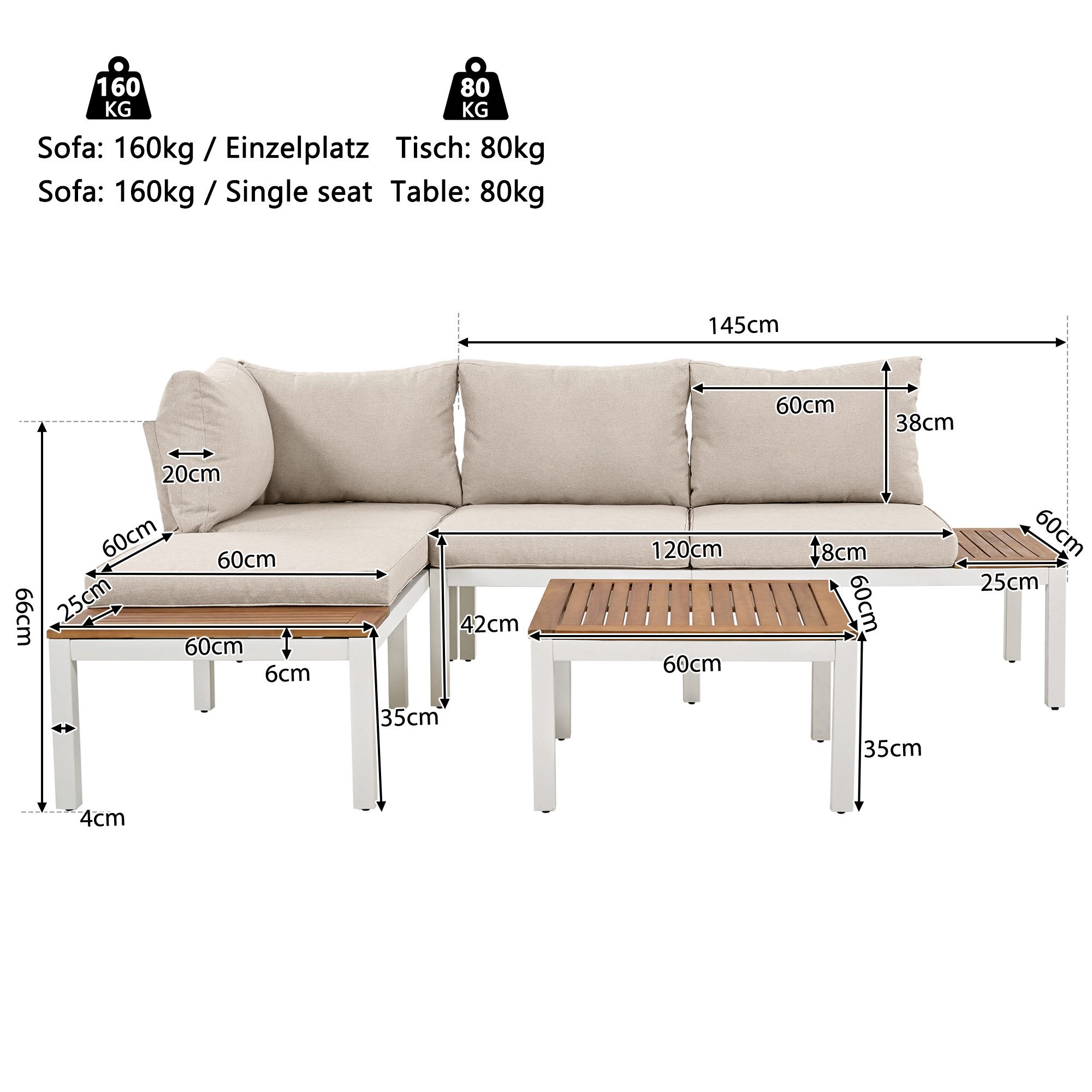 Ulife Gartenlounge-Set wetterfest Lounge Set,Balkonmöbel Set, günstig online kaufen
