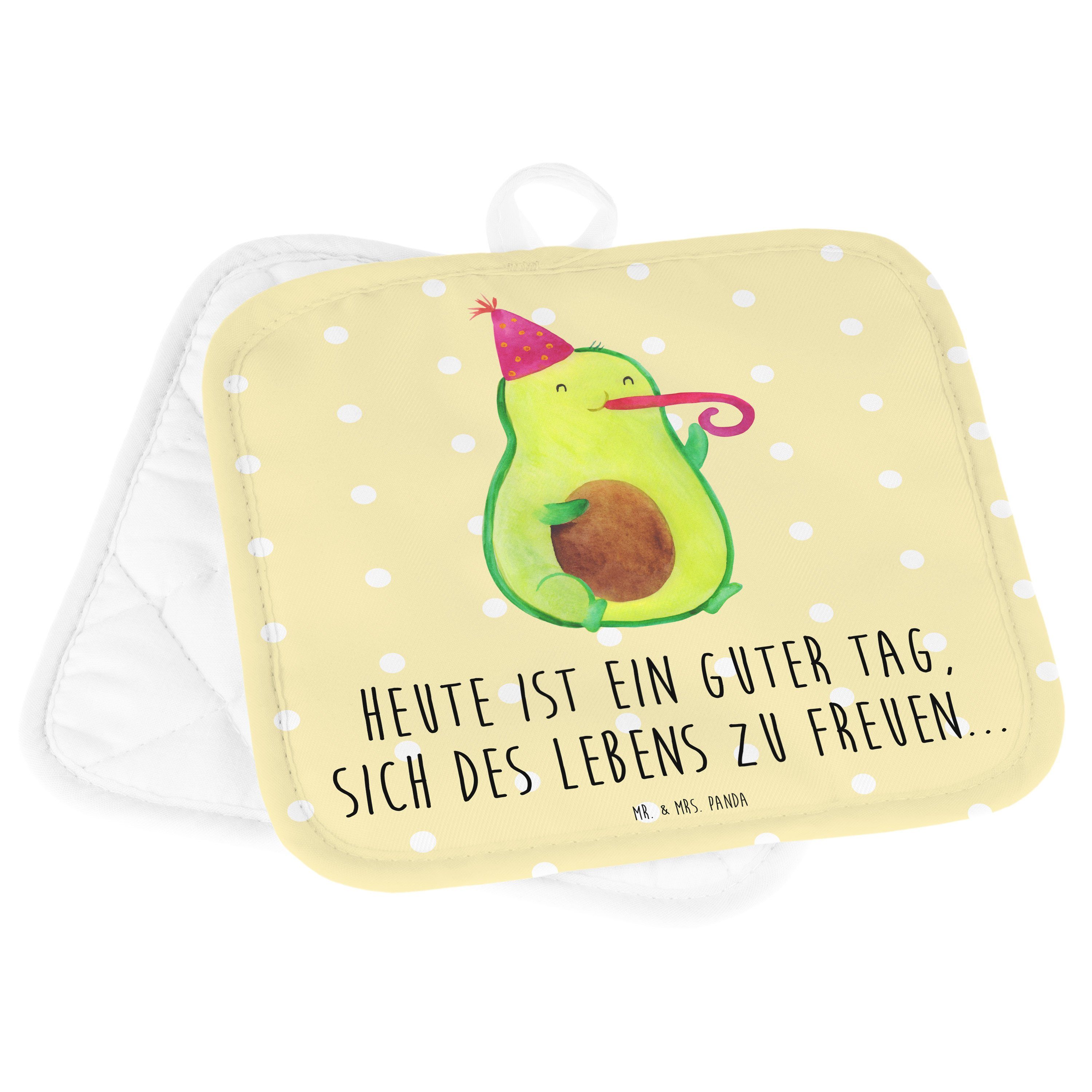 Avocado Topflapp, & Panda Gelb Mr. Pastell Mrs. Set, Topflappen (1-tlg) - Topflappen Geschenk, Partyhupe -