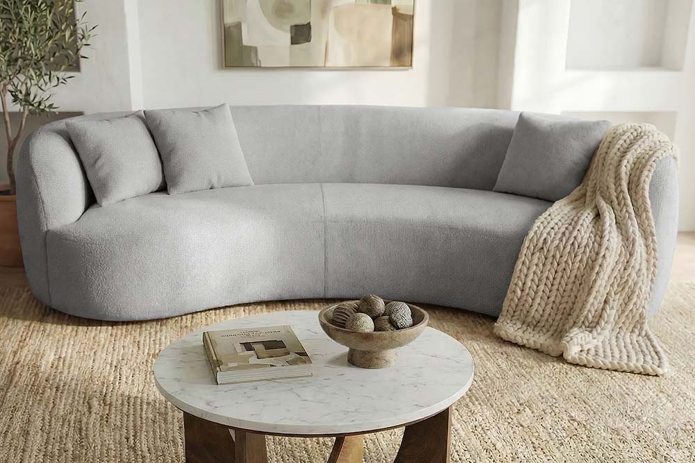 riess-ambiente 3-Sitzer ATELIER 230cm grau - Bouclébezug, Sofa, Zierkissen, Polsterung, modern, Einzelartikel 1 Teile, Elegante & gepolsterte Couch - ideal für  – Bild 5 von 5