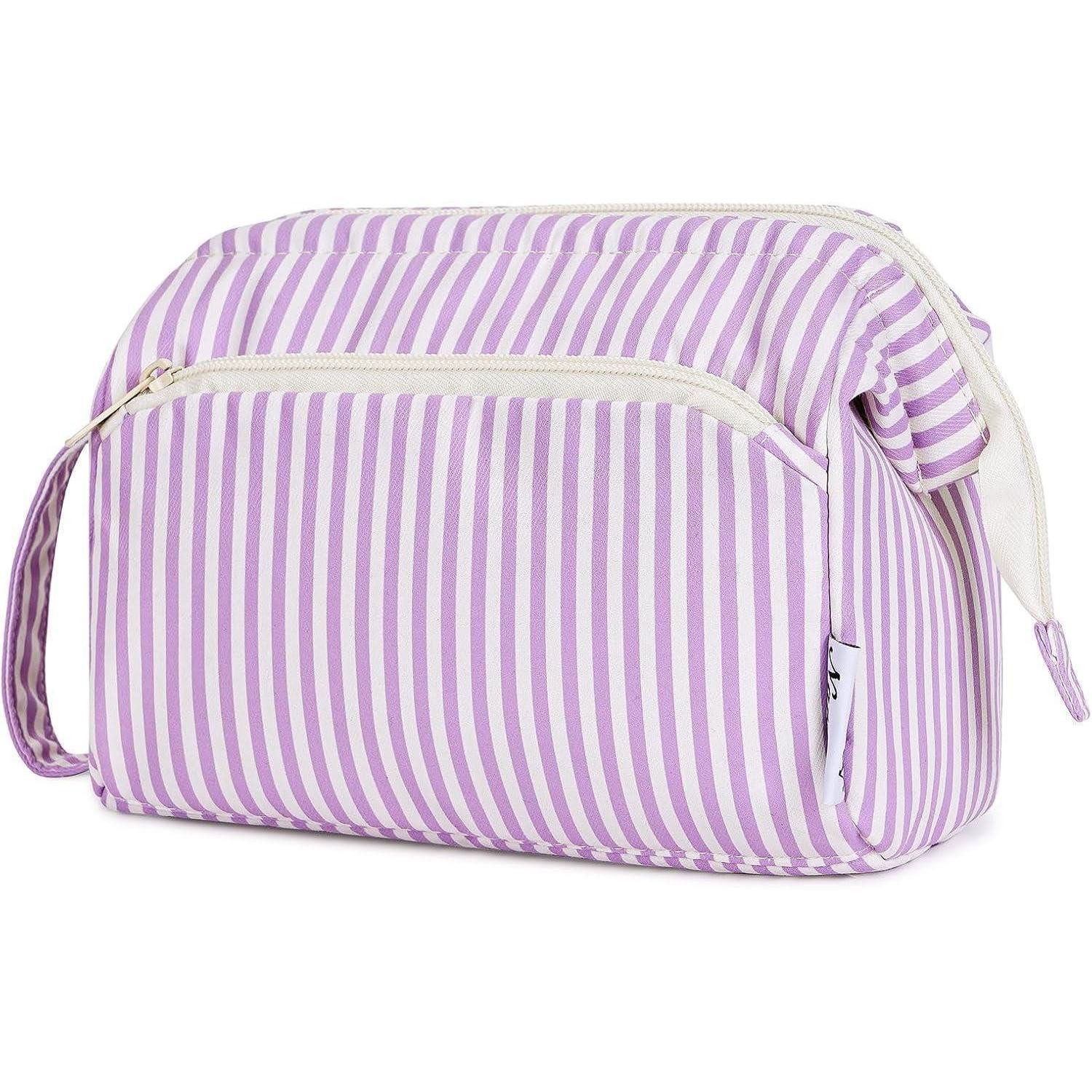 LuxusKollektion Kosmetiktasche Kulturtasche Kosmetiktasche Reise Damen Lila Streifen Y-lila Streifen
