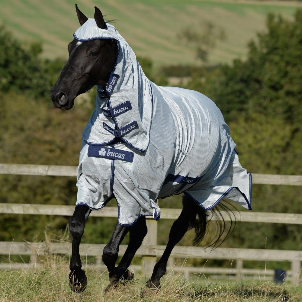 Bucas Pferde-Fliegendecke Bucas Buzz-Off X light Full Neck - Silver