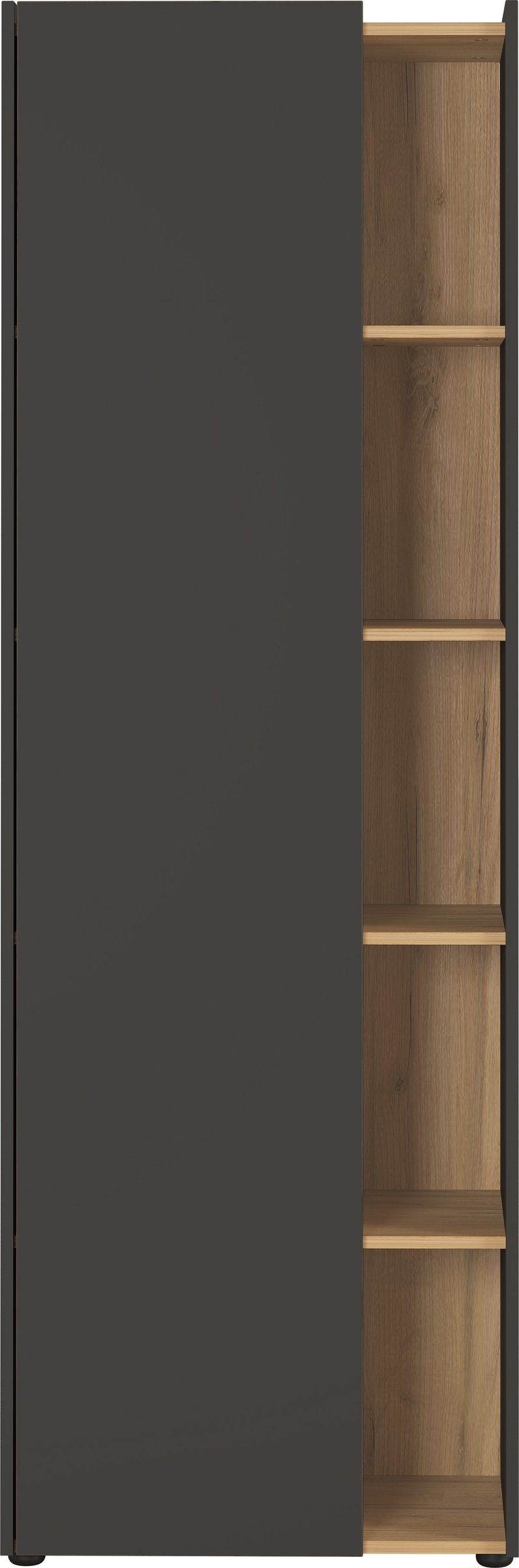 möbelando Bücherregal 393, BxHxT: 62x188x42 cm, in grau mit einer Tür und 4 Einlegeböden