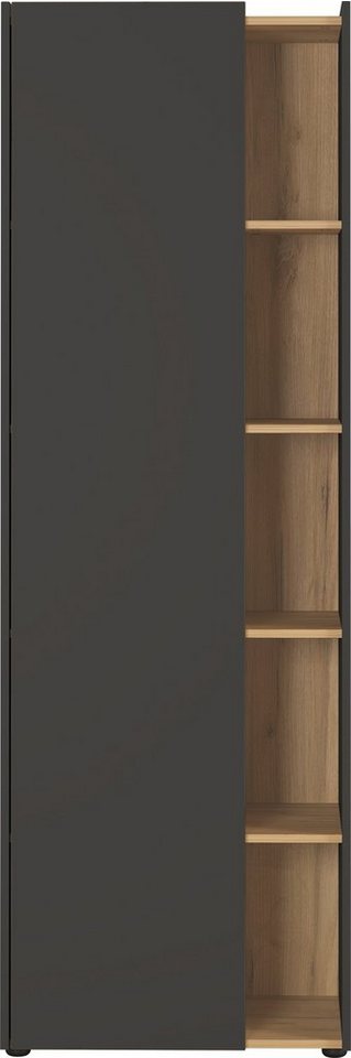 möbelando Bücherregal 393, BxHxT: 62x188x42 cm, in grau mit einer Tür und 4  Einlegeböden