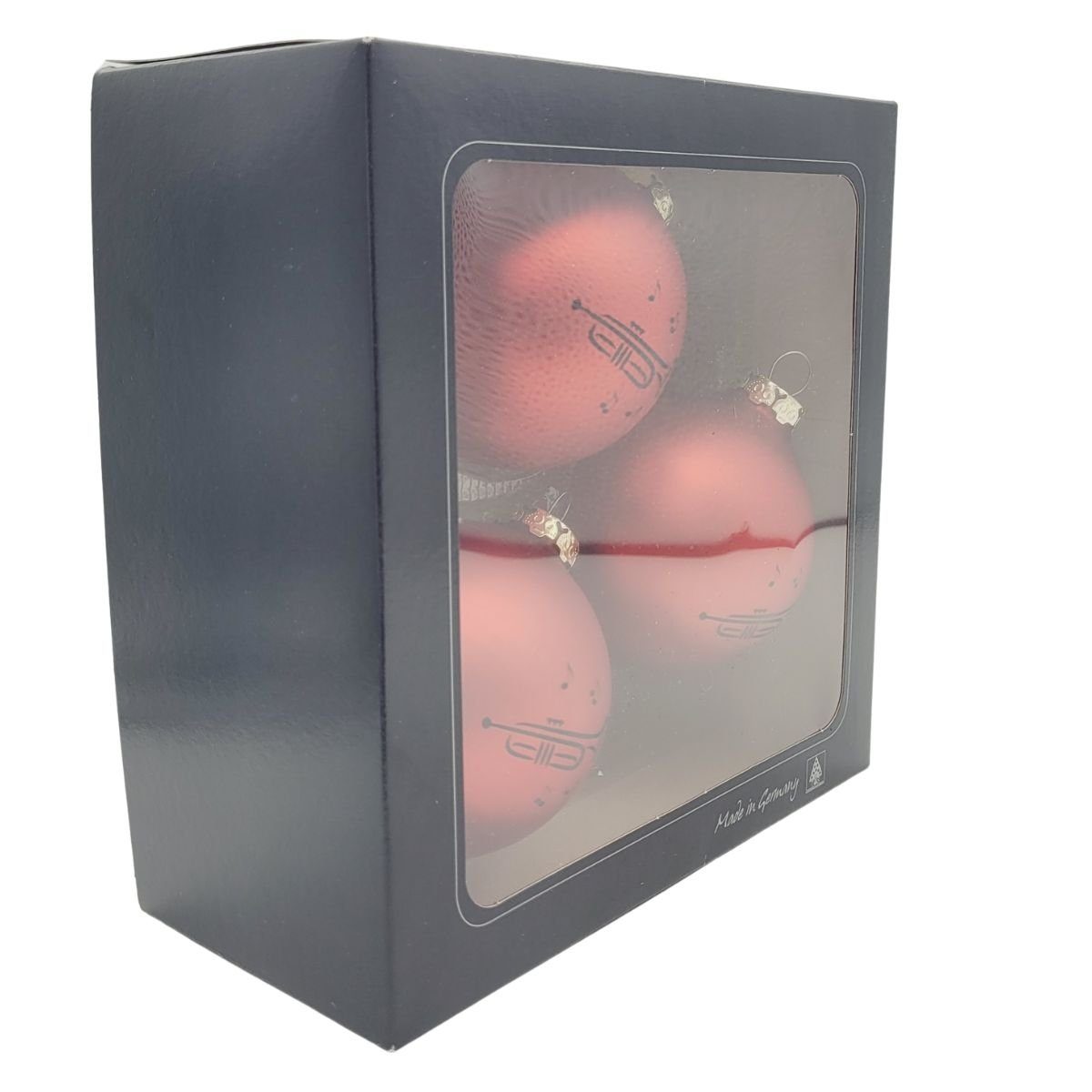 Trompete-Druck, schwarzem Musikboutique aus mit rot 3er-Set Glas Farbe Weihnachtsbaumkugel,