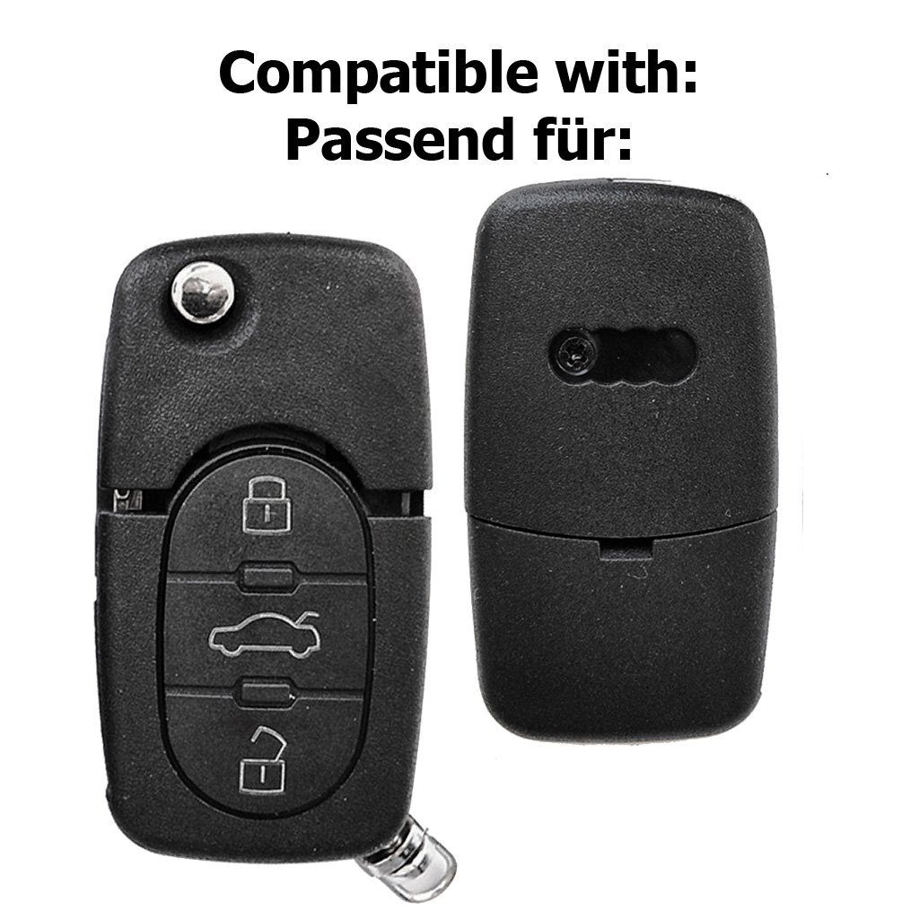 3 Softcase A3 Silikon Tasten Klappschlüssel K A6 Schutzhülle A4 Autoschlüssel Schlüsseltasche mt-key A2 Audi B6 8L für Schwarz, C5