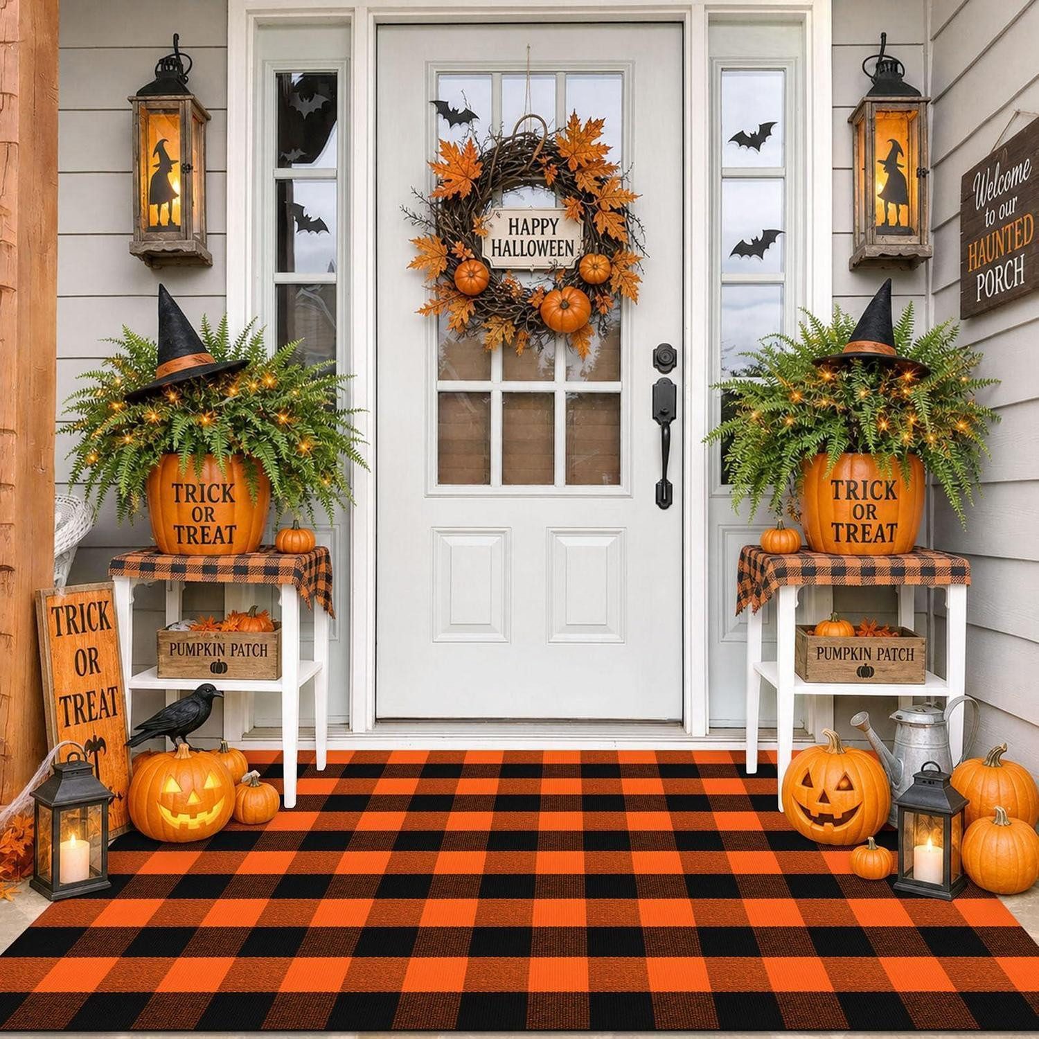 LuxusKollektion Outdoorteppich Outdoor Teppich Buffalo Plaid 122x183cm Schwarz Orange, rechteckig, Höhe: 6 mm