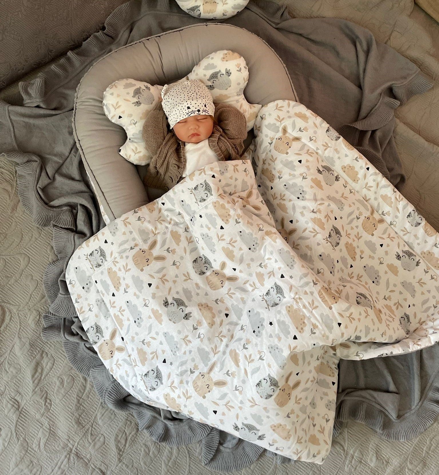 Bettnestchen BIO BAUMWOLLE BABYNEST Babykokon Neugeborene Babyaustattung SET