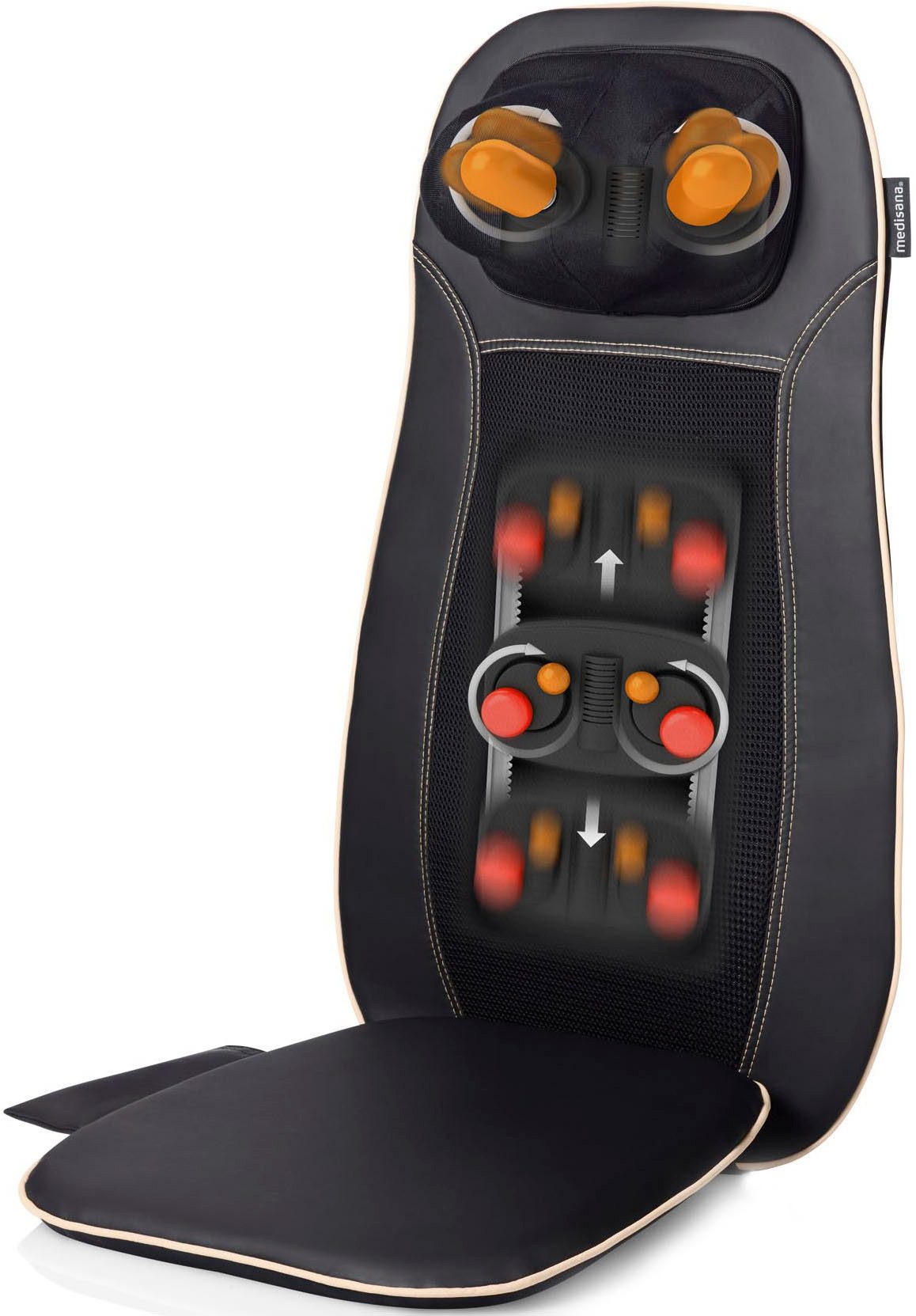 medisana Shiatsu-Massagesitzauflage MCN, 3 Massagezonen, Nackenmassage, Rotlicht-/Wärmefunktion, waschb. Bezug