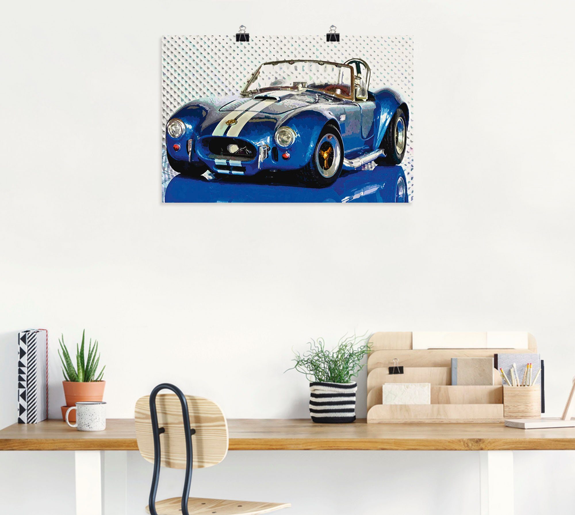 Poster in Wandbild Auto Leinwandbild, Cobra blau, Wandaufkleber als oder Alubild, versch. St), Artland (1 Größen Shelby