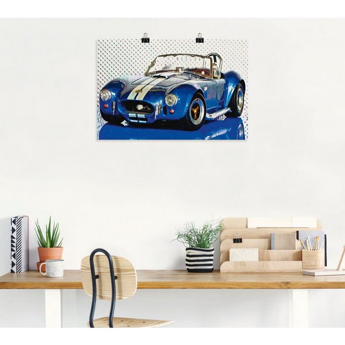 Artland Wandbild Shelby Cobra blau Auto (1 St) als Alubild Leinwandbild Wandaufkleber oder Poster in versch. Größen