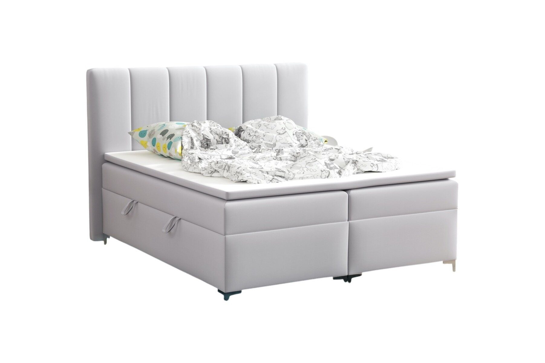 Fun Möbel Boxbett Bett Schlafzimmerbett ANGEL inkl. LED-Beleuchtung (Bettkasten Beleuchtet, inkl. Fernbedienung für die LED-Beleuchtung), Inkl. Topper und Bettkasten