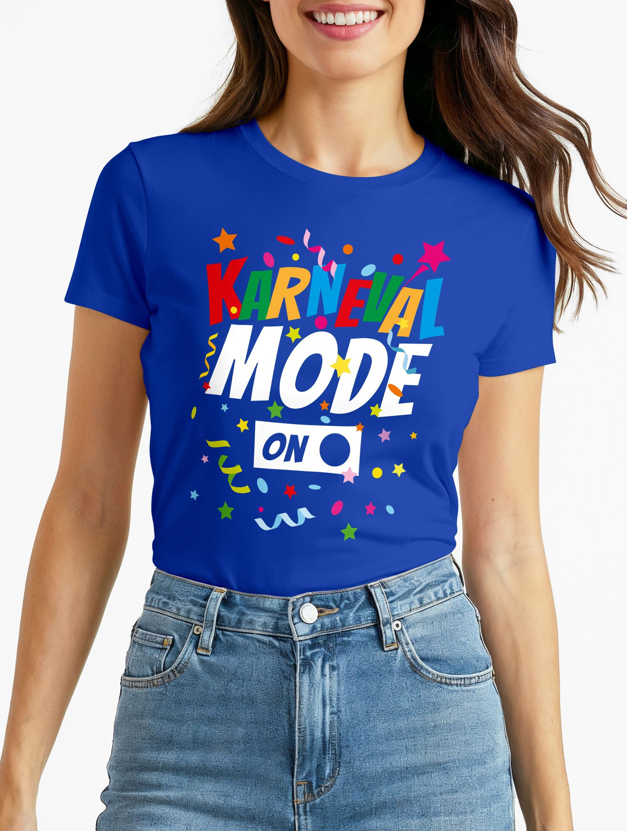 Print-Shirt Damen T-Shirt Karneval Fasching Spruch Konfetti Motiv Kostüm-Ersatz