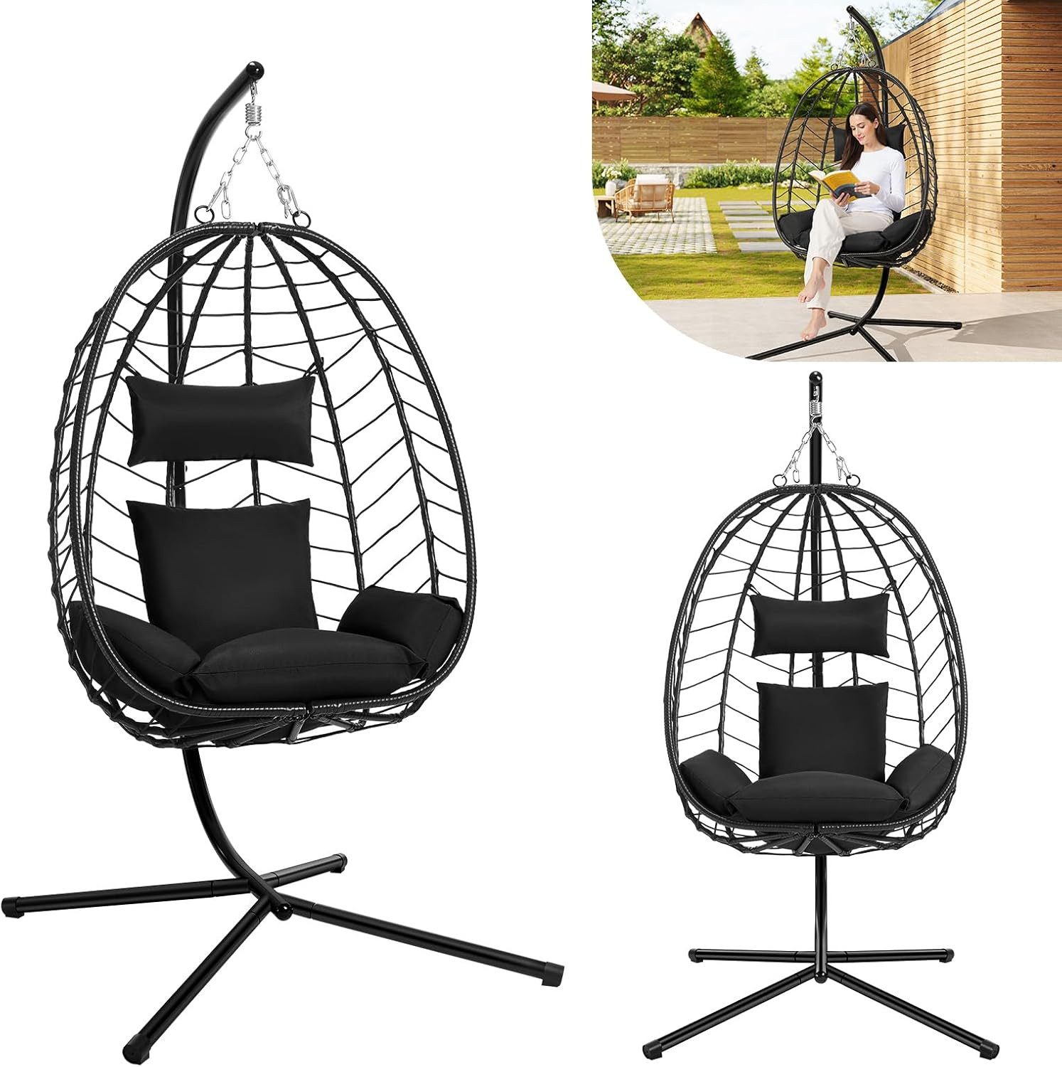 EUGAD Hängesessel (1-St), mit Relaxfunktion