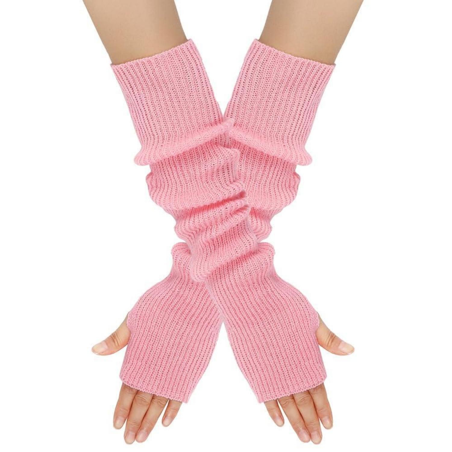 LuxusKollektion Strickhandschuhe Damen Handschuhe Lang Gestrickt Rosa (1-St)