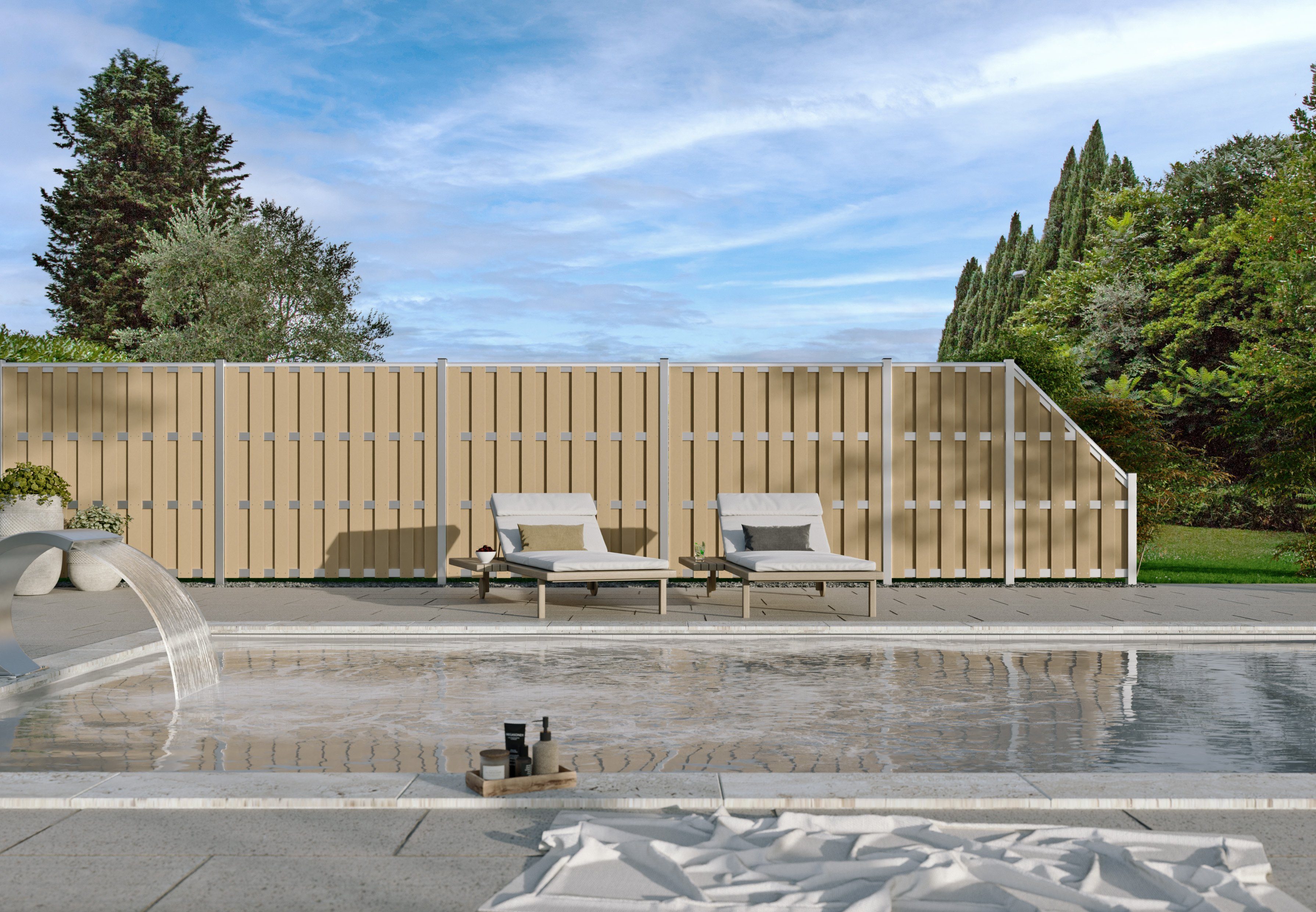 Tetzner & Jentzsch Gartenzaun JINAN-Serie sand / WPC Sichtschutzzaun