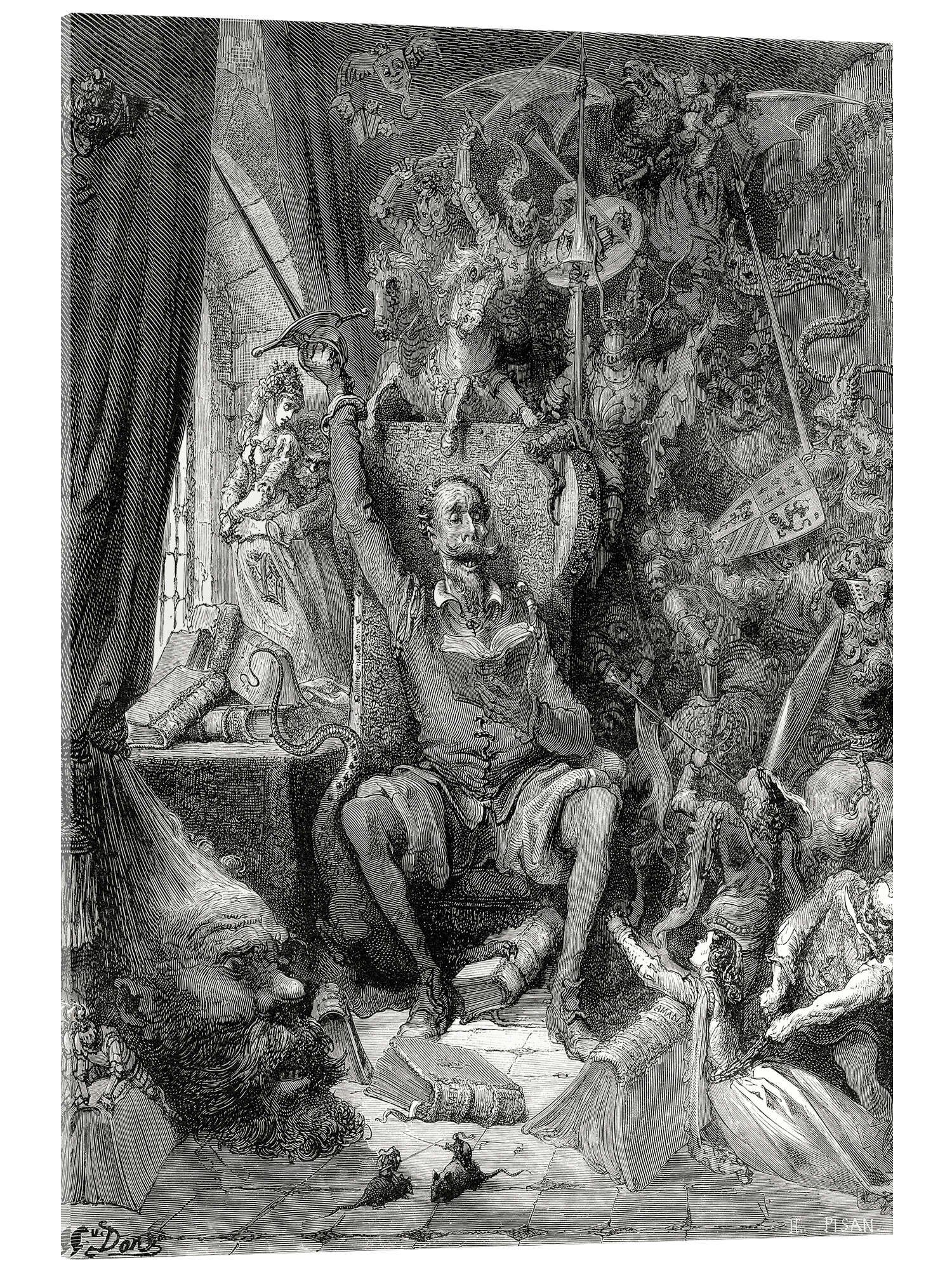 Posterlounge Wandbild Don Quijote, eine Welt der Unordnung, Gustave Doré, erhältlich als Poster, Leinwandbild, Wandsticker oder Acrylglasbild
