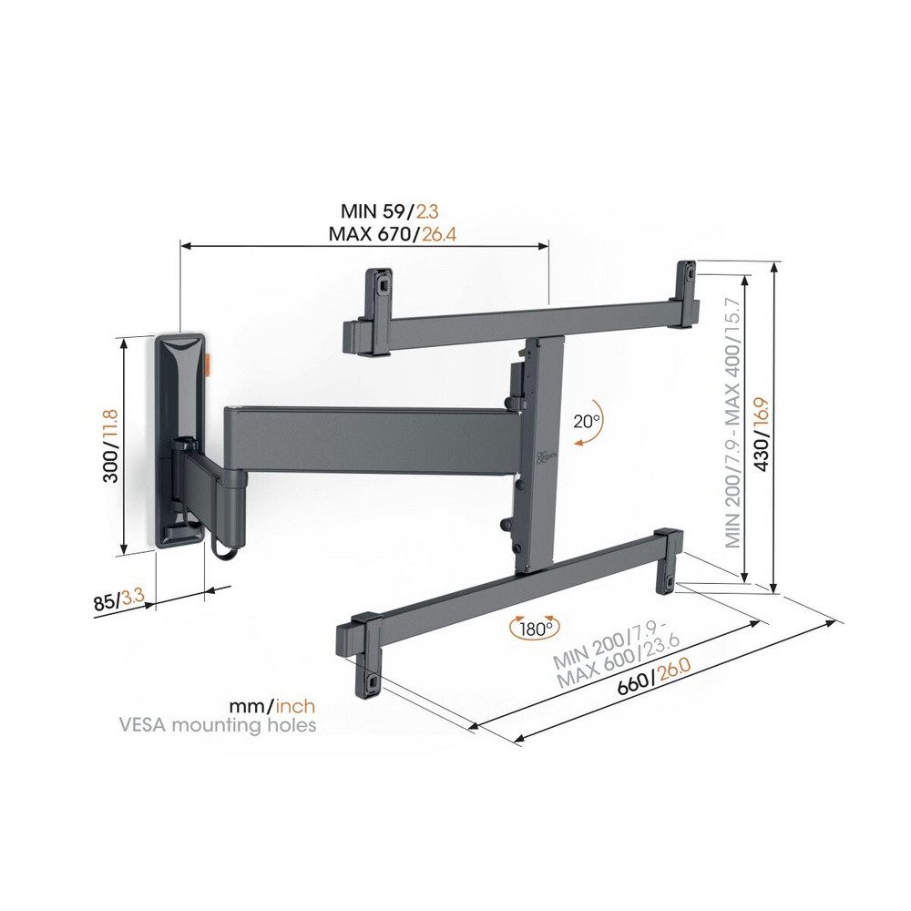 Vogel's TV-Wandhalterung Vogel's TVM 3665 TV-Wandhalterung 101,6 cm (40) - 195,6 cm (77) Schw
