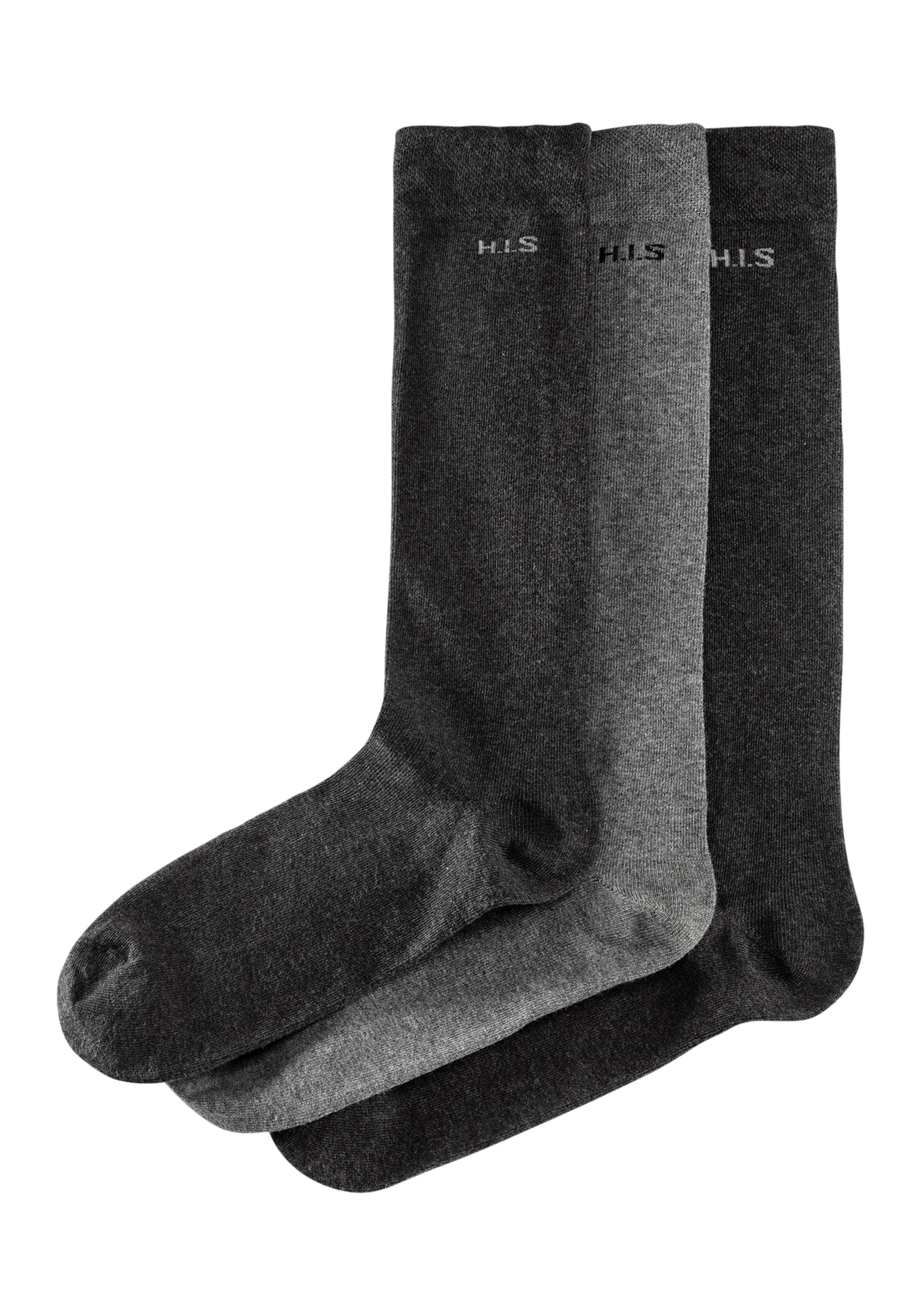 H.I.S Kniestrümpfe (Packung, 3-Paar) mit druckfreiem Bündchen