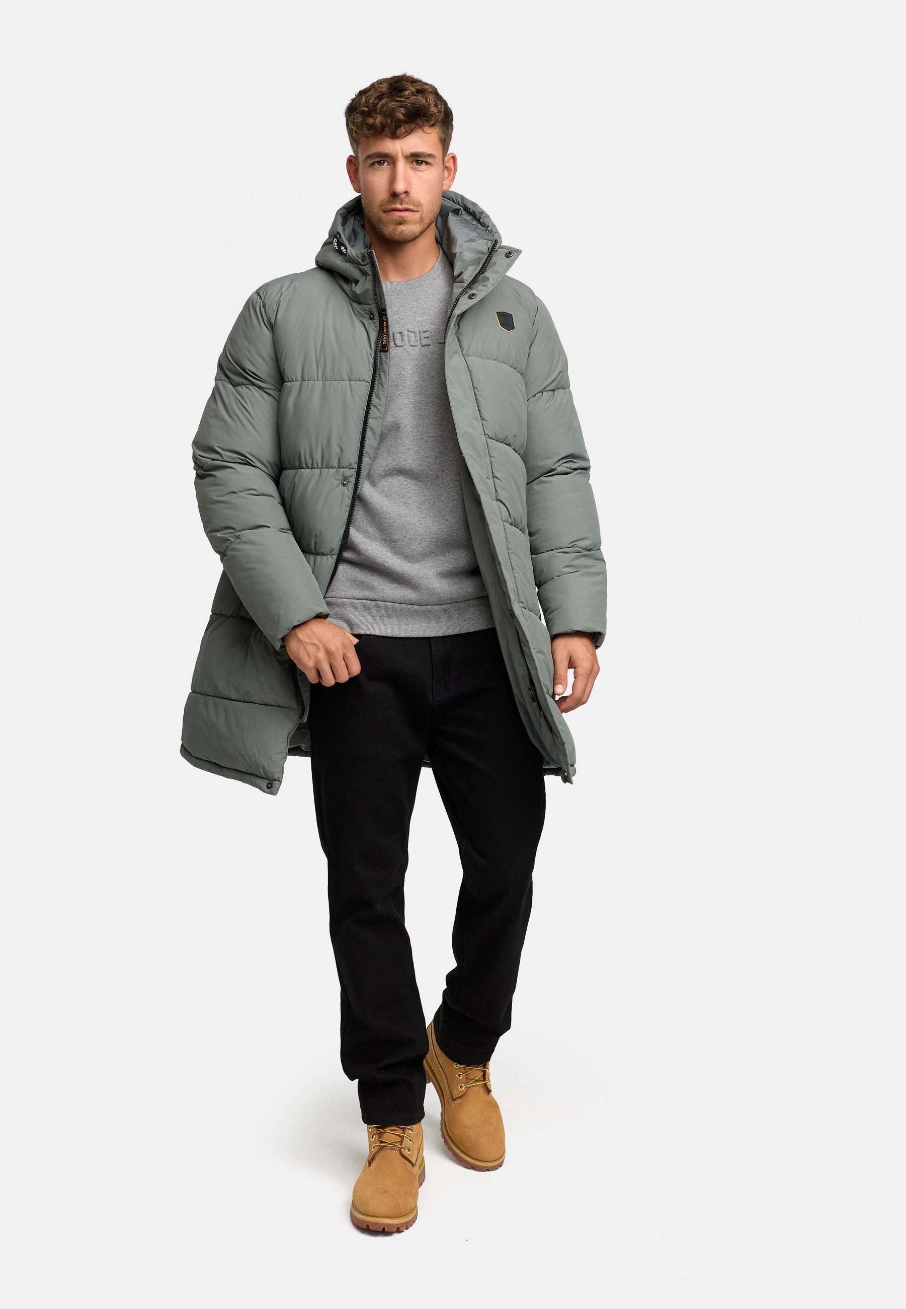 Indicode Winterjacke Herren INPazze Jacke Winter Herrenjacke Steppjacke mit Kapuze und Reißverschluss