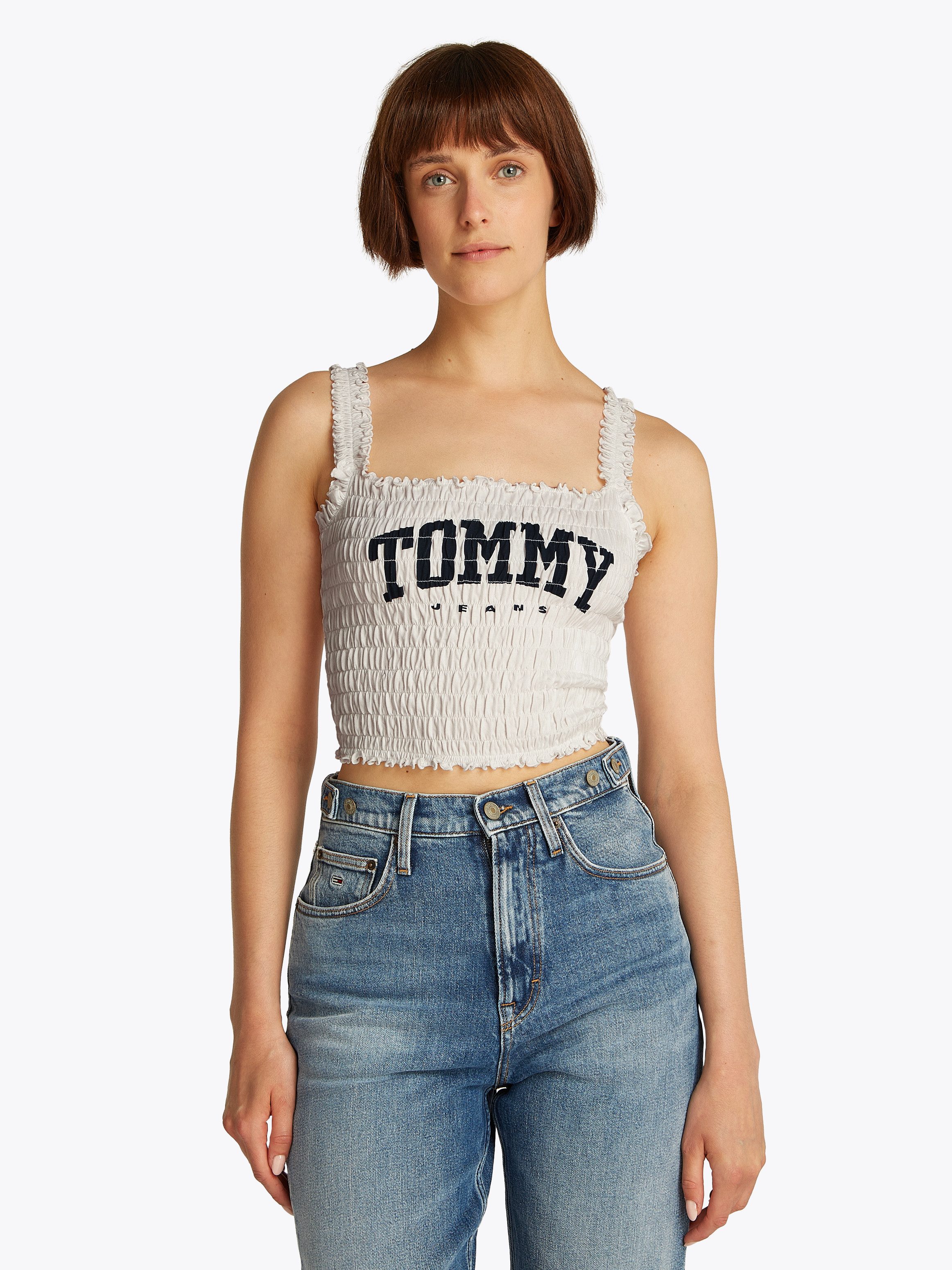 Tommy Jeans Smoktop TJW SMOCK VARSITY BRALETTE in Smok-Optik