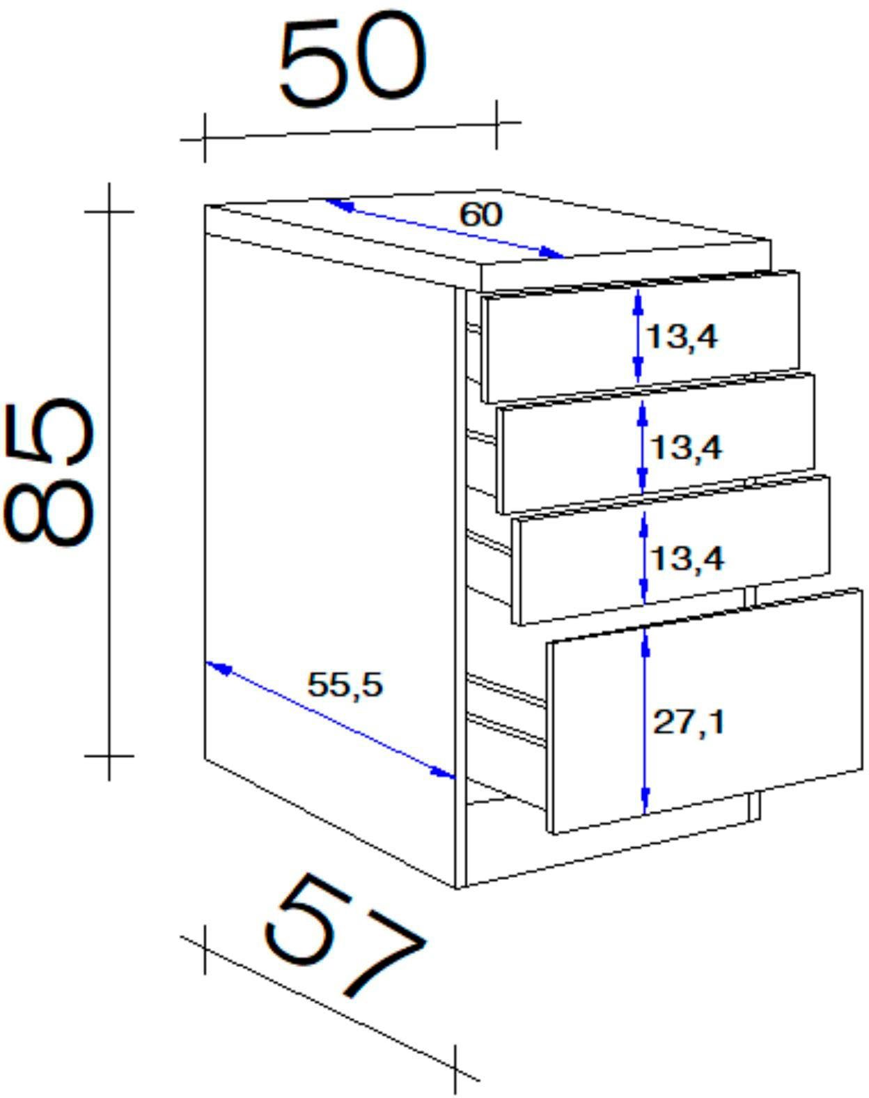Flex-Well Unterschrank x x Nano praktischen mit 60 T) 50 85/86 Schubkästen (B cm, x x H