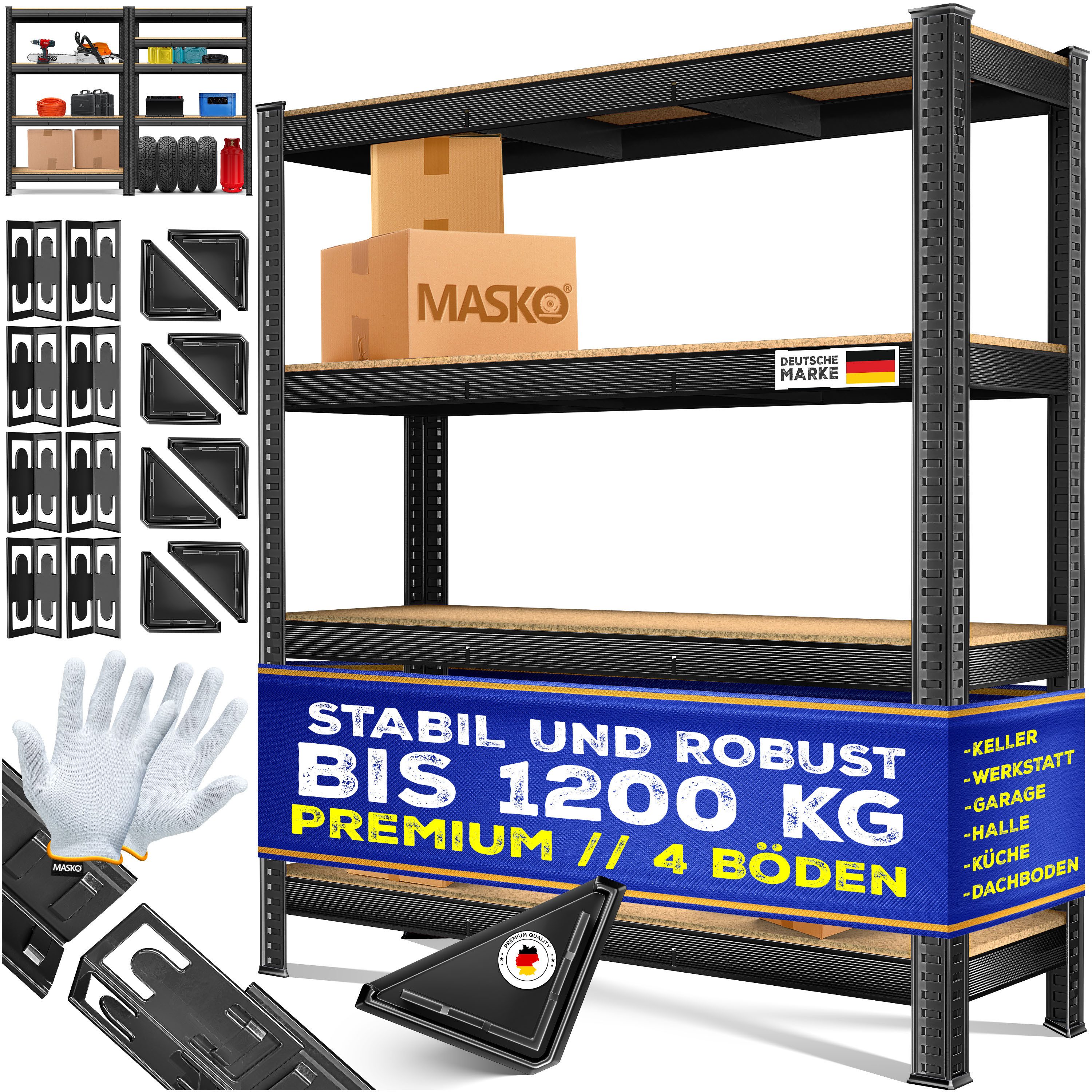 MASKO Schwerlastregal, Lagerregal 300 kg pro Regalboden belastbar MDF-Platt günstig online kaufen