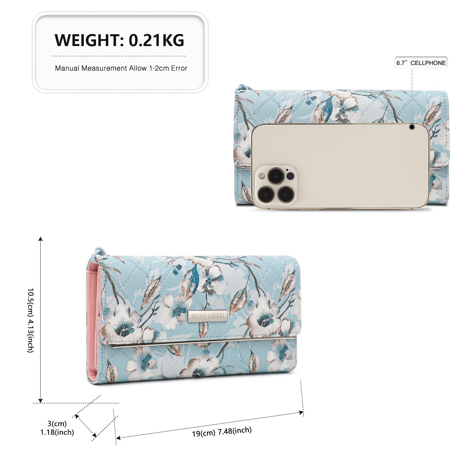 Miss Lulu Geldbörse Damen Portemonnaie Groß, Elegante Geldbörse aus PU-Lede günstig online kaufen