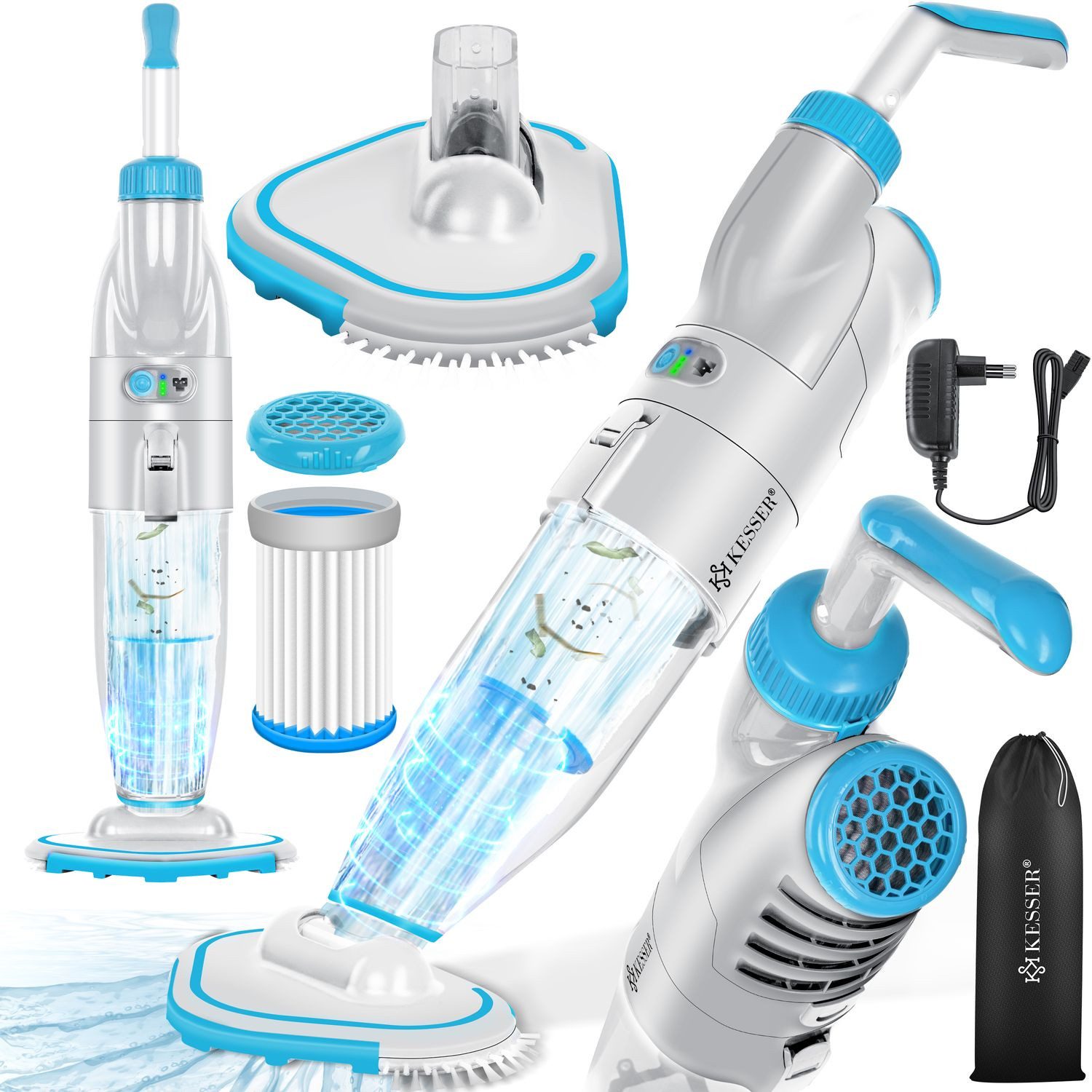 KESSER Poolbodensauger, Пилосос для басейну mit Akku elektrisch Pool Bodensauger Handsauger