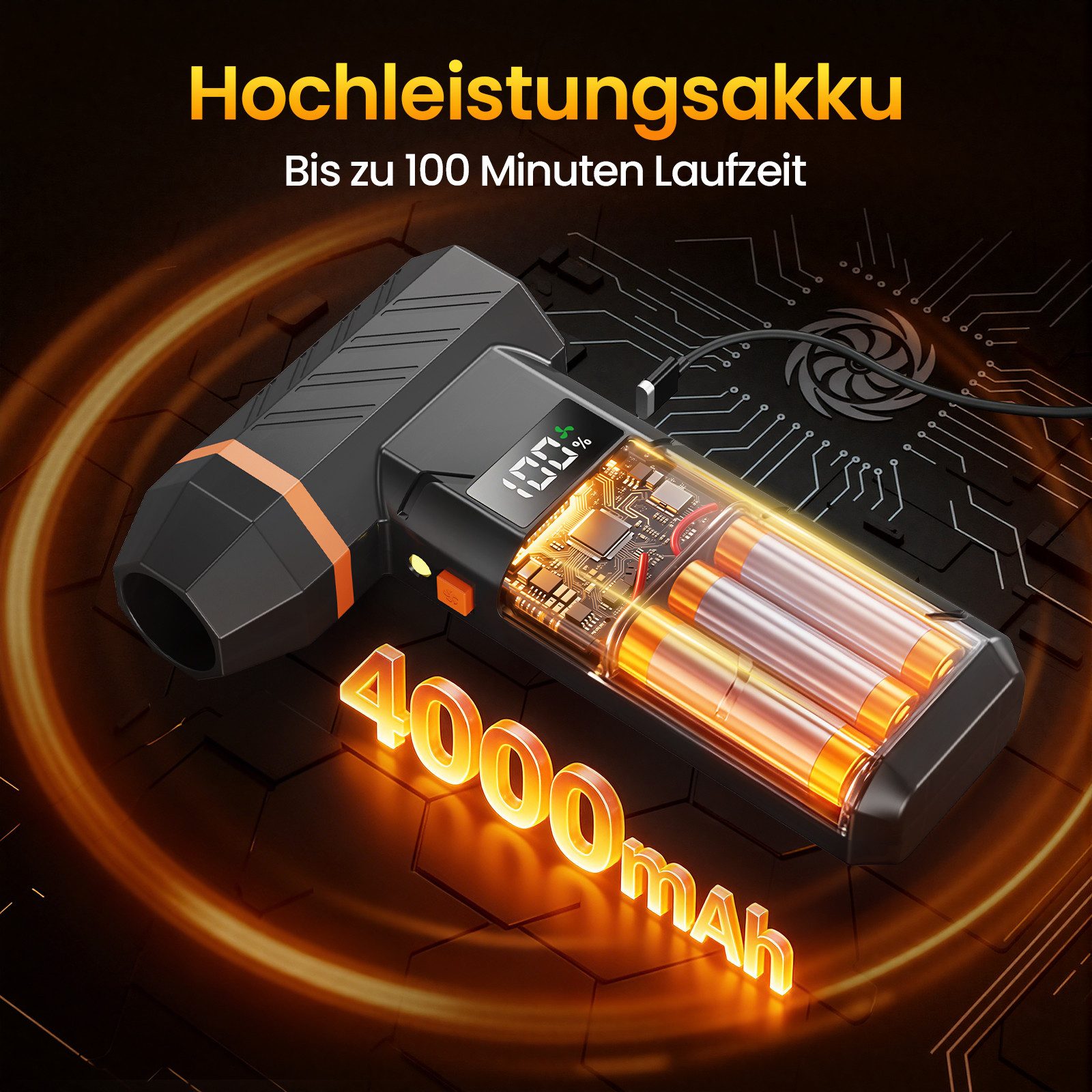 INSE Akku-Handstaubsauger L1-M Elektrischer Air Duster, 180 W, beutellos, 140000U/min, 4 Geschwindigkeitsstufen, Schnellladefunktion, Zubehörset