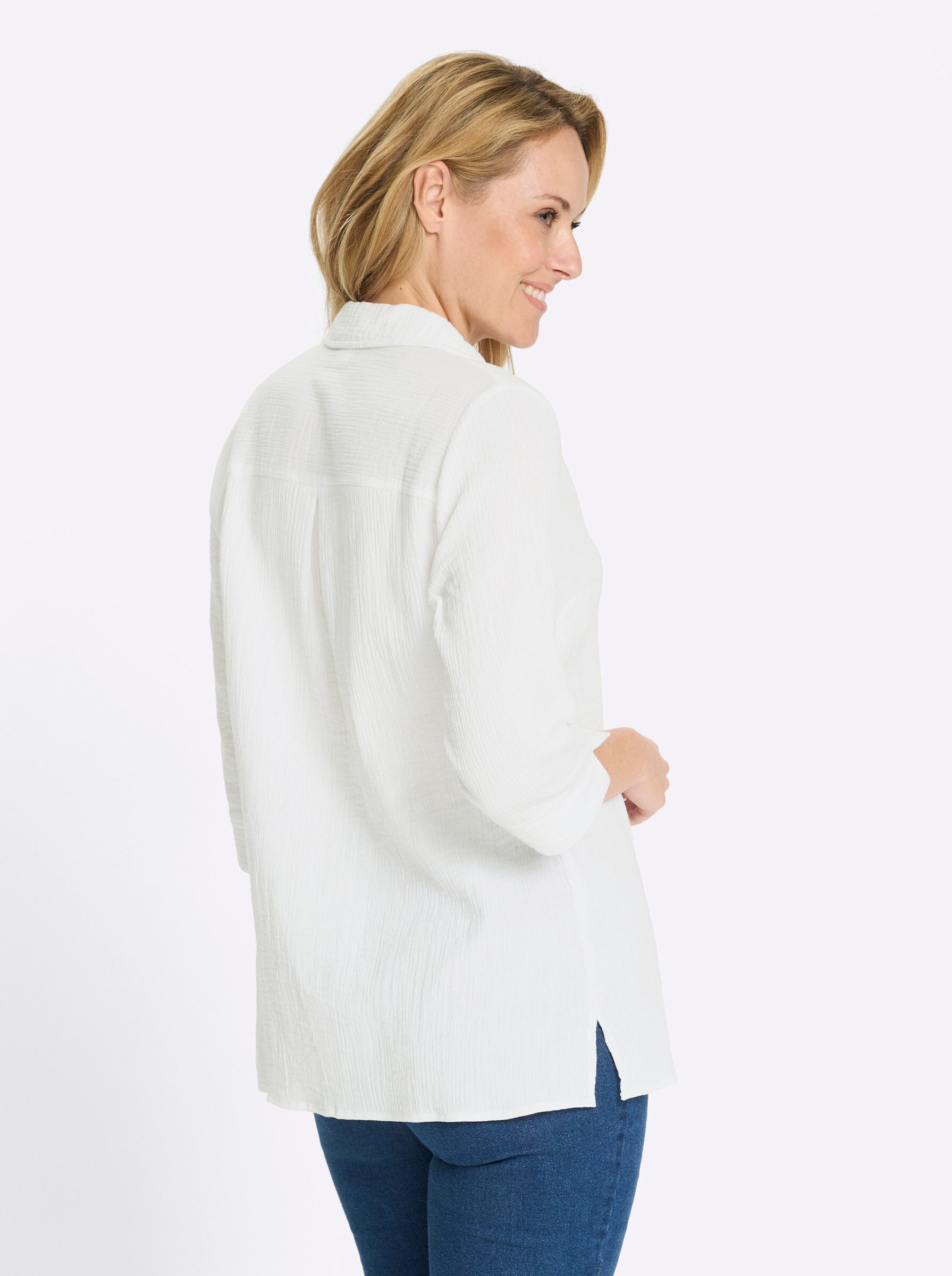 Sieh an! Klassische Bluse Longbluse 3/4-Arm