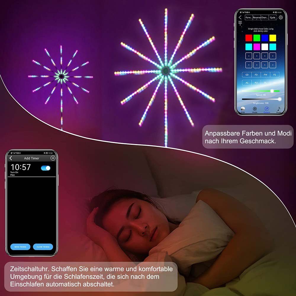 Bluetooth Sunicol LED-Streifen Feuerwerk Lichterkette,Traumfarben Beleuchtung Lichter, LED RGB Stripe