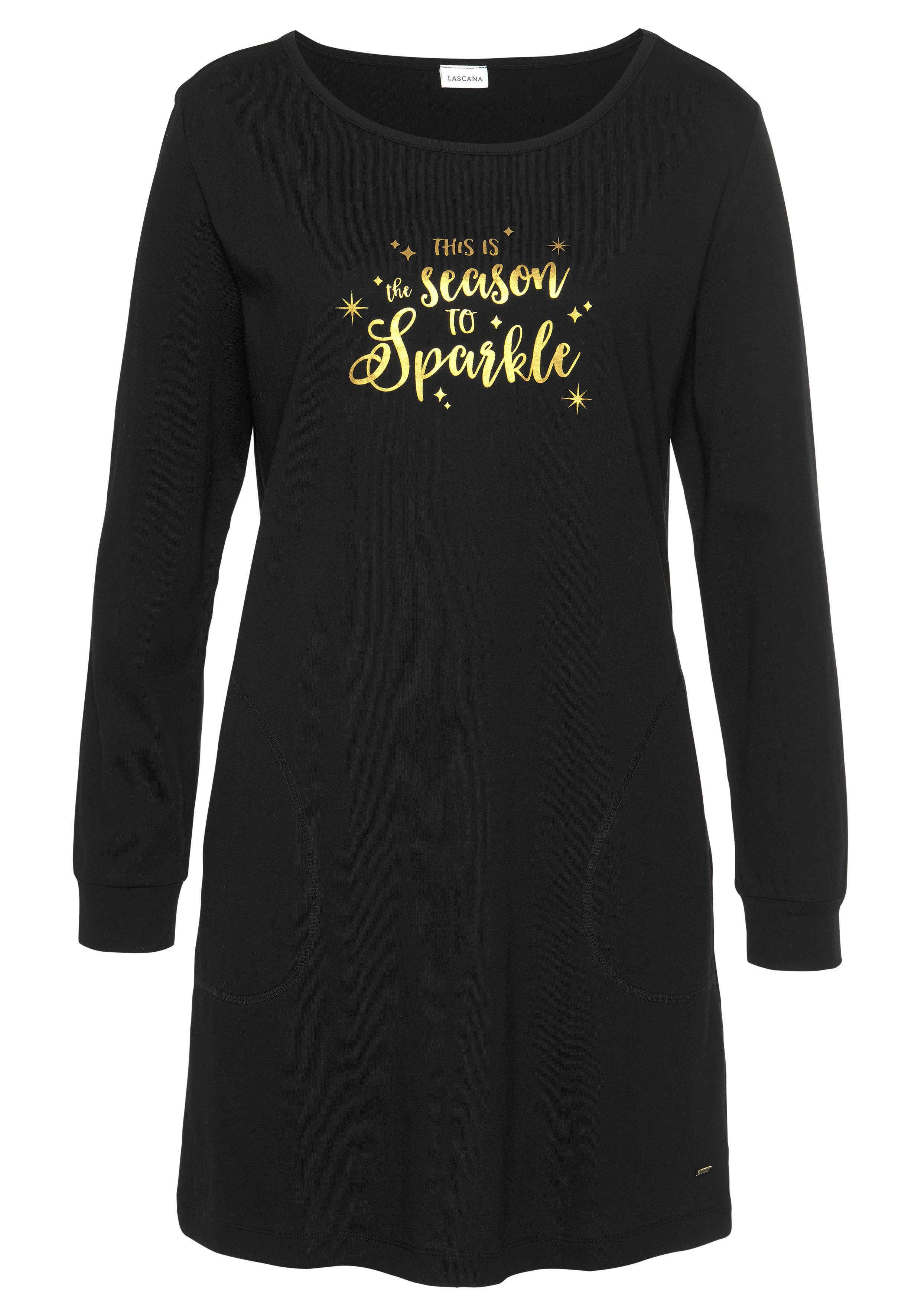 LASCANA Nachthemd mit Folien-Druck auf der Brust günstig online kaufen