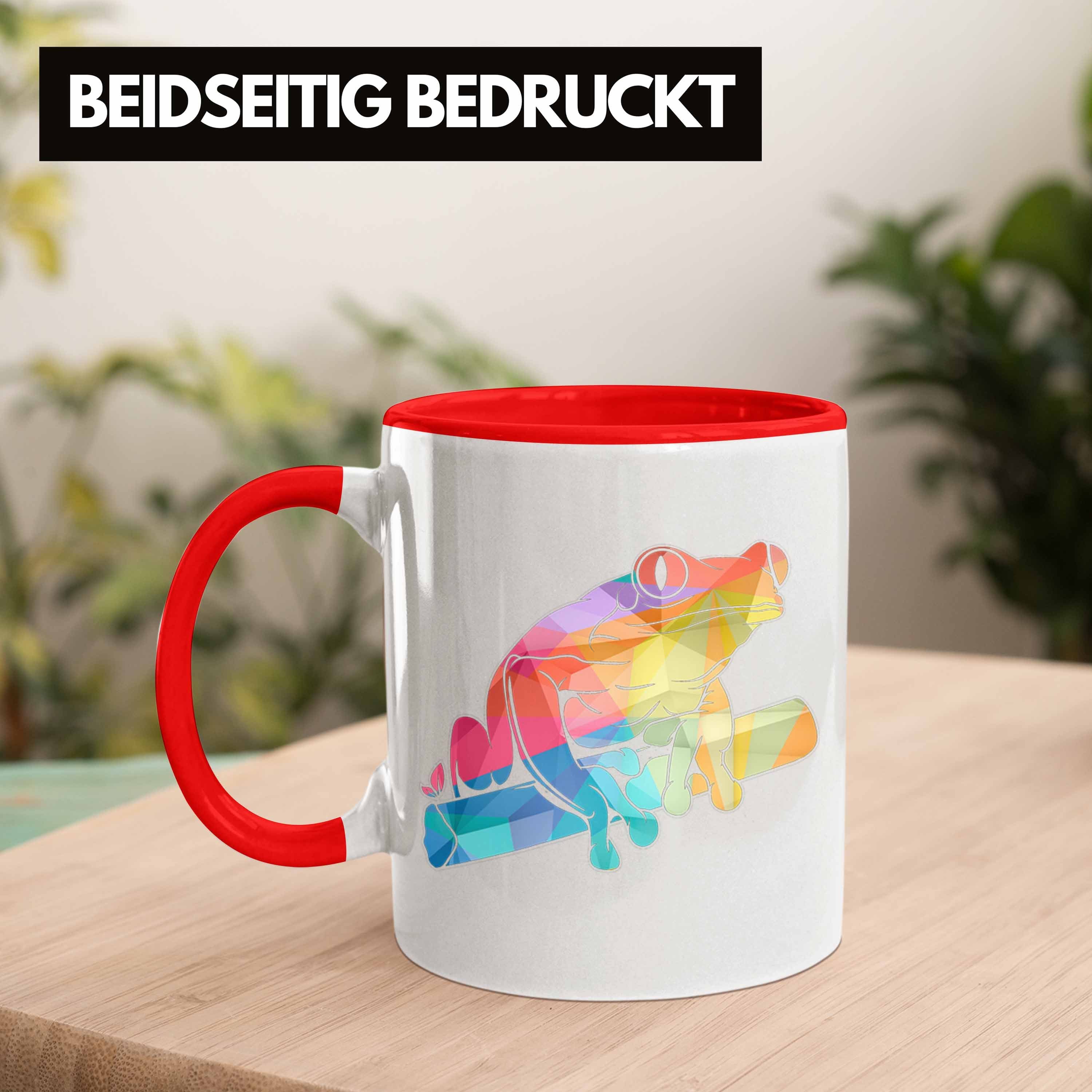 Tasse Grafik - Geschenk Rot Frösche Trendation Tasse Grafik Trendation Polygon Frosch