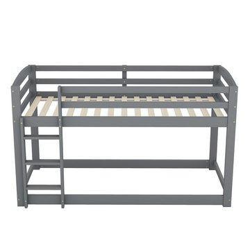 BlingBin Etagenbett Kinderbett Hochbett 90×200CM Rahmen aus massiver Kiefer grau (für Kinder und Jugendliche)