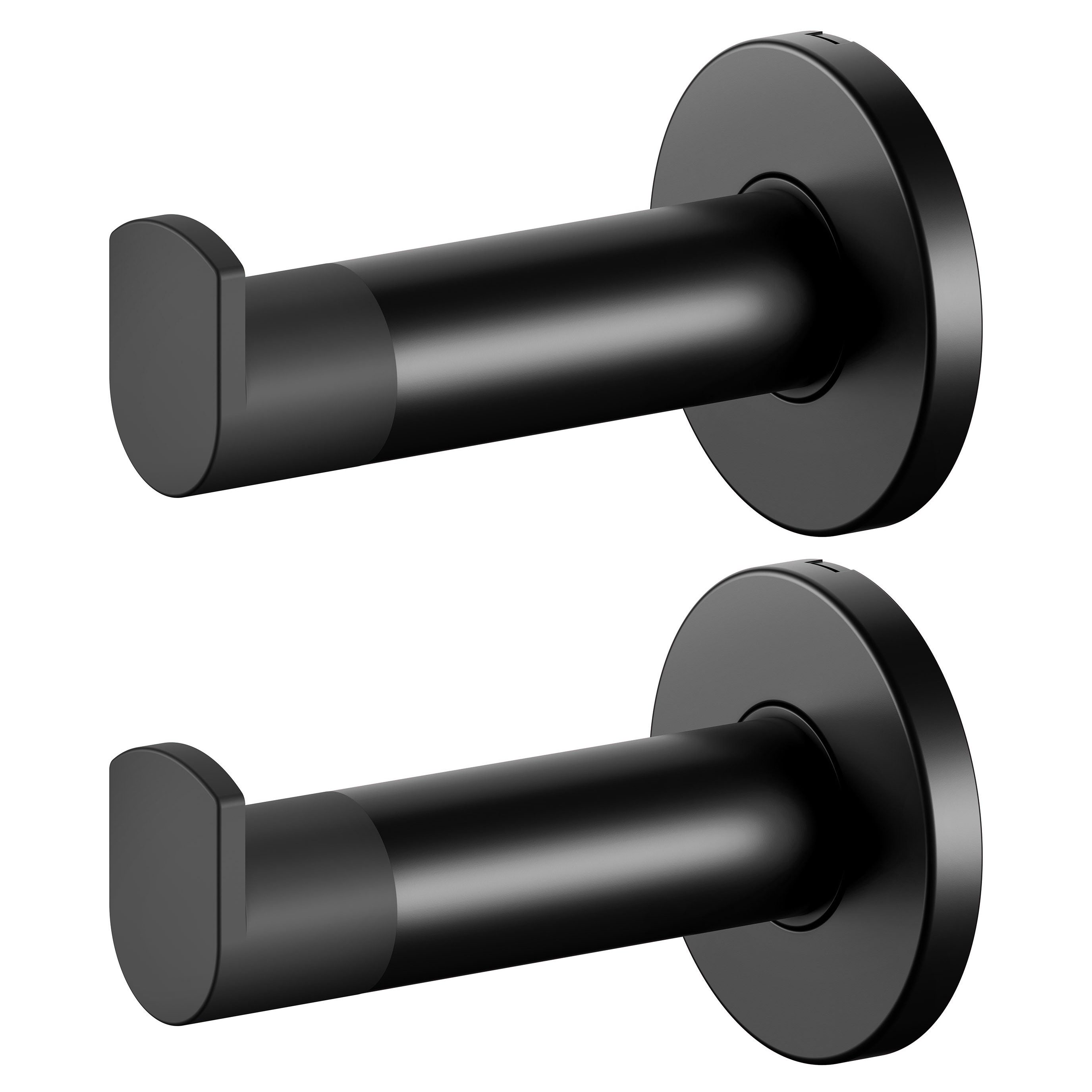 Keuco Handtuchhaken Plan 2er Set, mit Türstopper, (Set), aus Metall, schwarz matt, für Handtücher und Bademäntel, Wandmontage