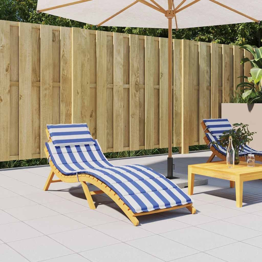 vidaXL Sitzauflage Sonnenliegen-Auflage Blau&Weiß Gestreift Oxford-Gewebe, (1 St)
