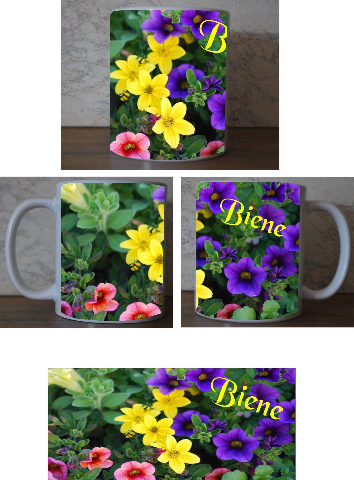 Wandtattoodesign Tasse Tasse mit mit Blumen und Sublimationsdruck Blümchen Druck Sublimation