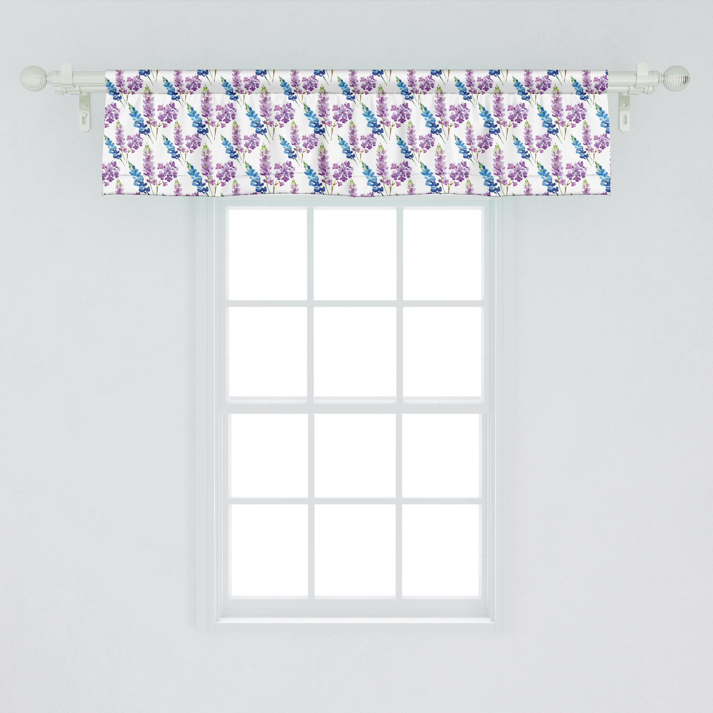Scheibengardine Vorhang Volant für mit Küche Stangentasche, Microfaser, Blumen Violett-Ton-Blumen-Muster Dekor Abakuhaus, Schlafzimmer