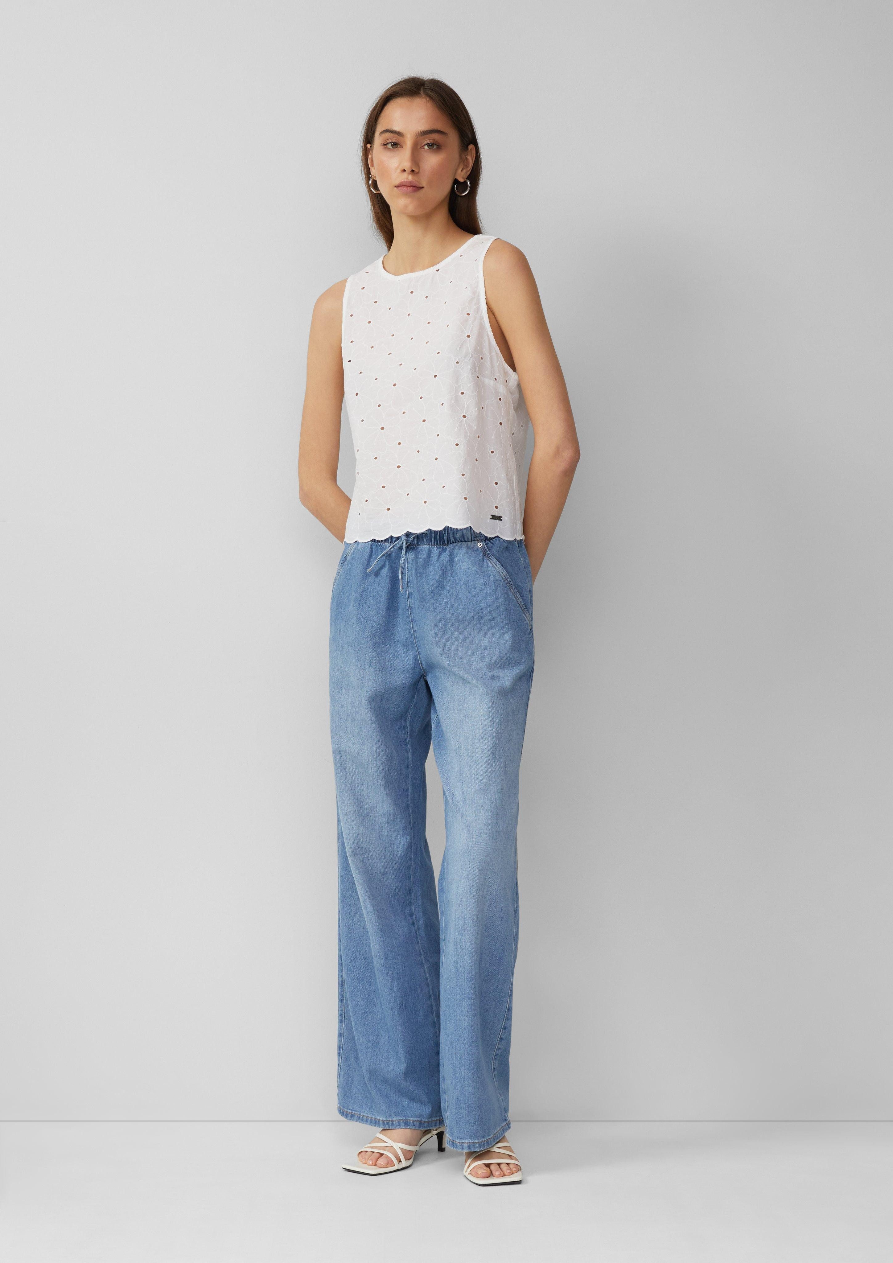 QS Weite Jeans, mit elastischem Bund und Kordelzug günstig online kaufen