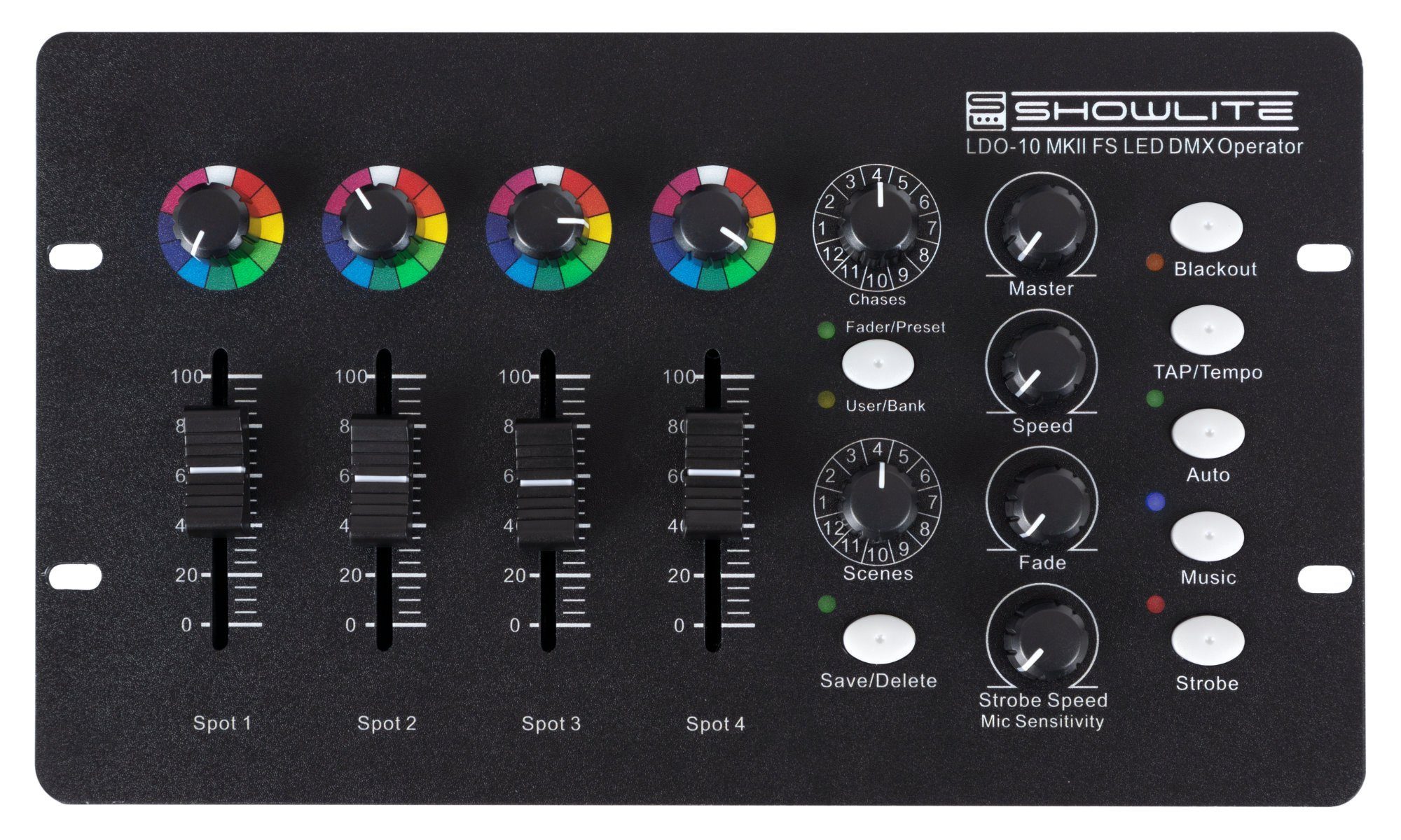 Showlite Lichtanlage LDO-10 MKII FS LED DMX Operator für LED-Scheinwerfer, 6 DMX Fixture Modi (per Schalter wählbar)