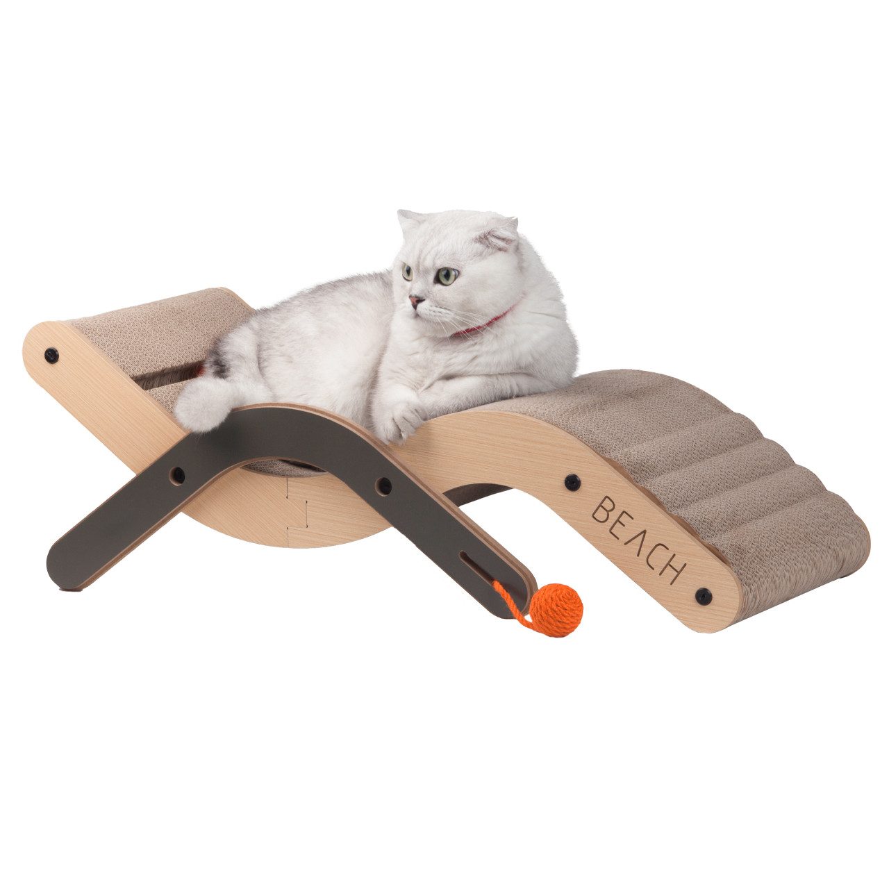 Canadian Cat Company Kratzbrett Design-Kratzmöbel Beach Chair, Katzenliege, Sonnenliege für Katzen, hell, 70 x 35 x 25 cm