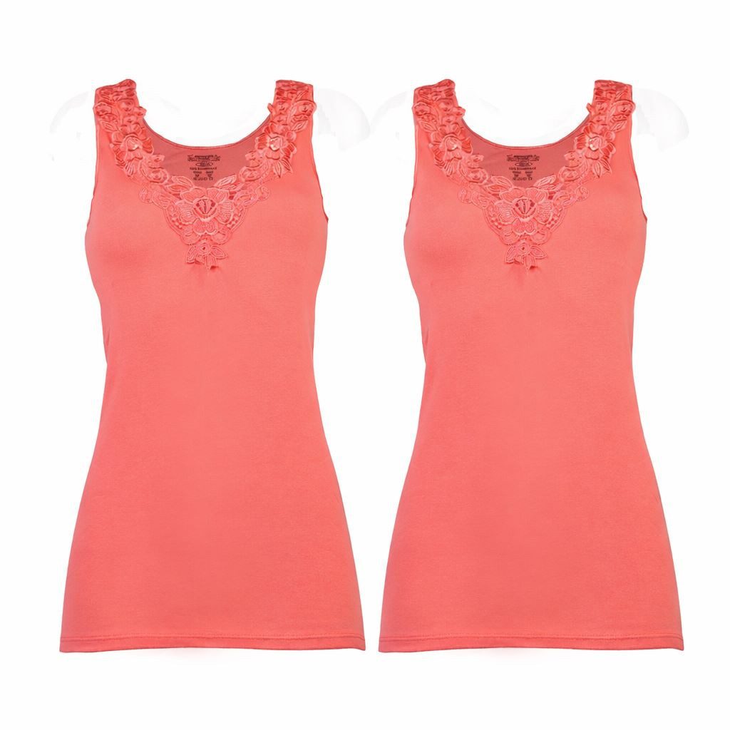 Toker Collection® Unterhemd Damen Unterhemd mit extra breiter Spitze 2 Stück (Packung, 2er Pack) exklusive Spitzen