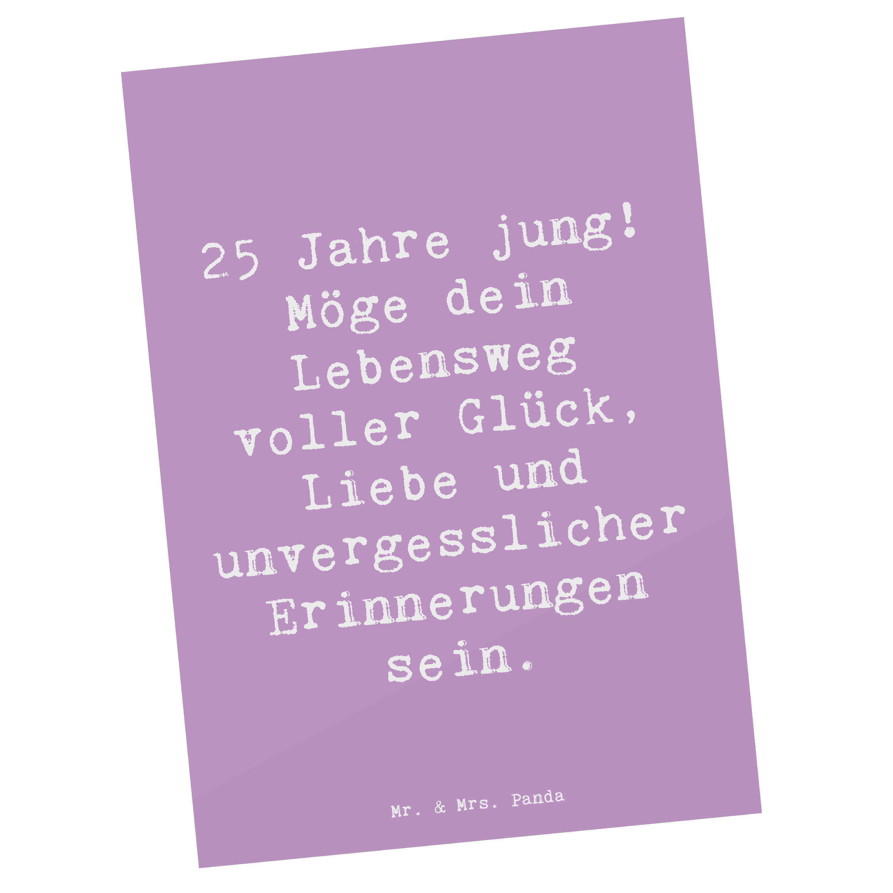 Mr. & Mrs. Panda Postkarte Spruch 25. Geburtstag Glück, Postkarte, Lavendeltraum, Liebe, Ansicht, Geburtstagsfreude Ansichtskarte Mr. & Mrs. Panda