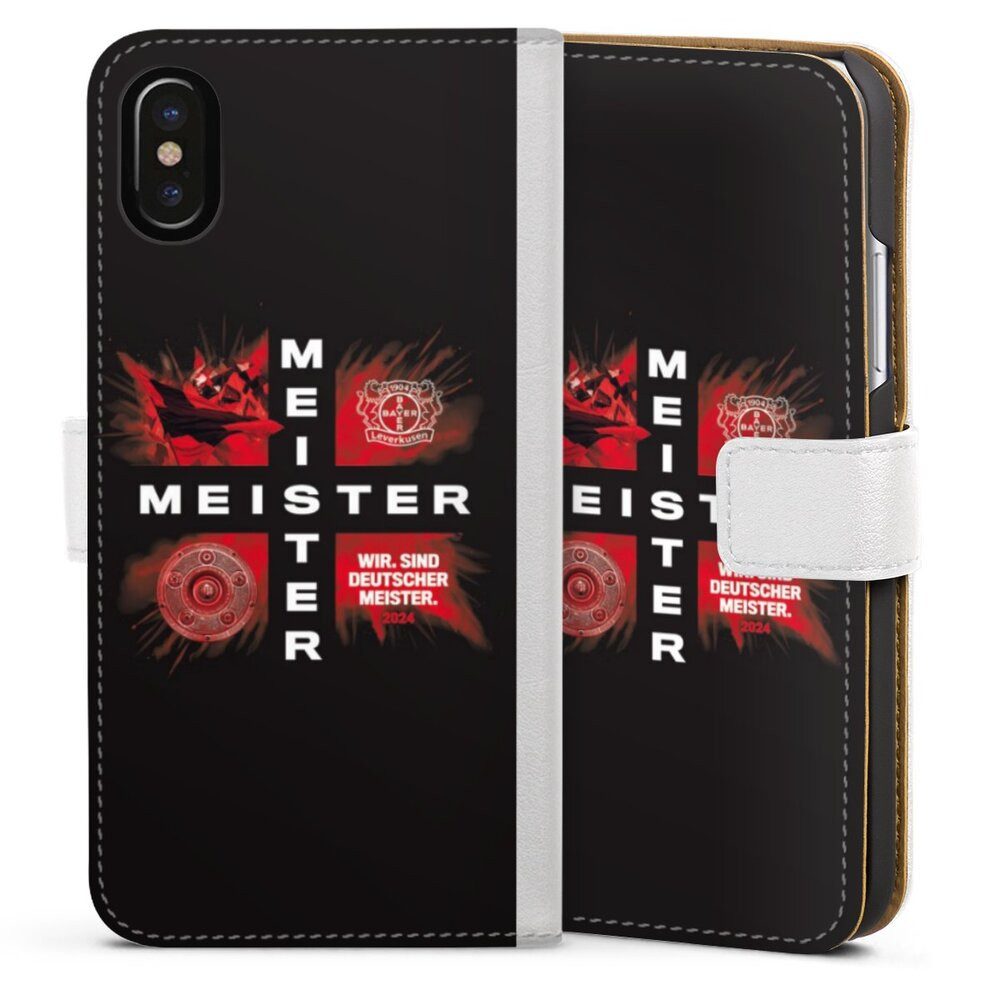 DeinDesign Handyhülle Bayer 04 Leverkusen Meister Offizielles Lizenzprodukt, Apple iPhone X Hülle Handy Flip Case Wallet Cover Handytasche Leder