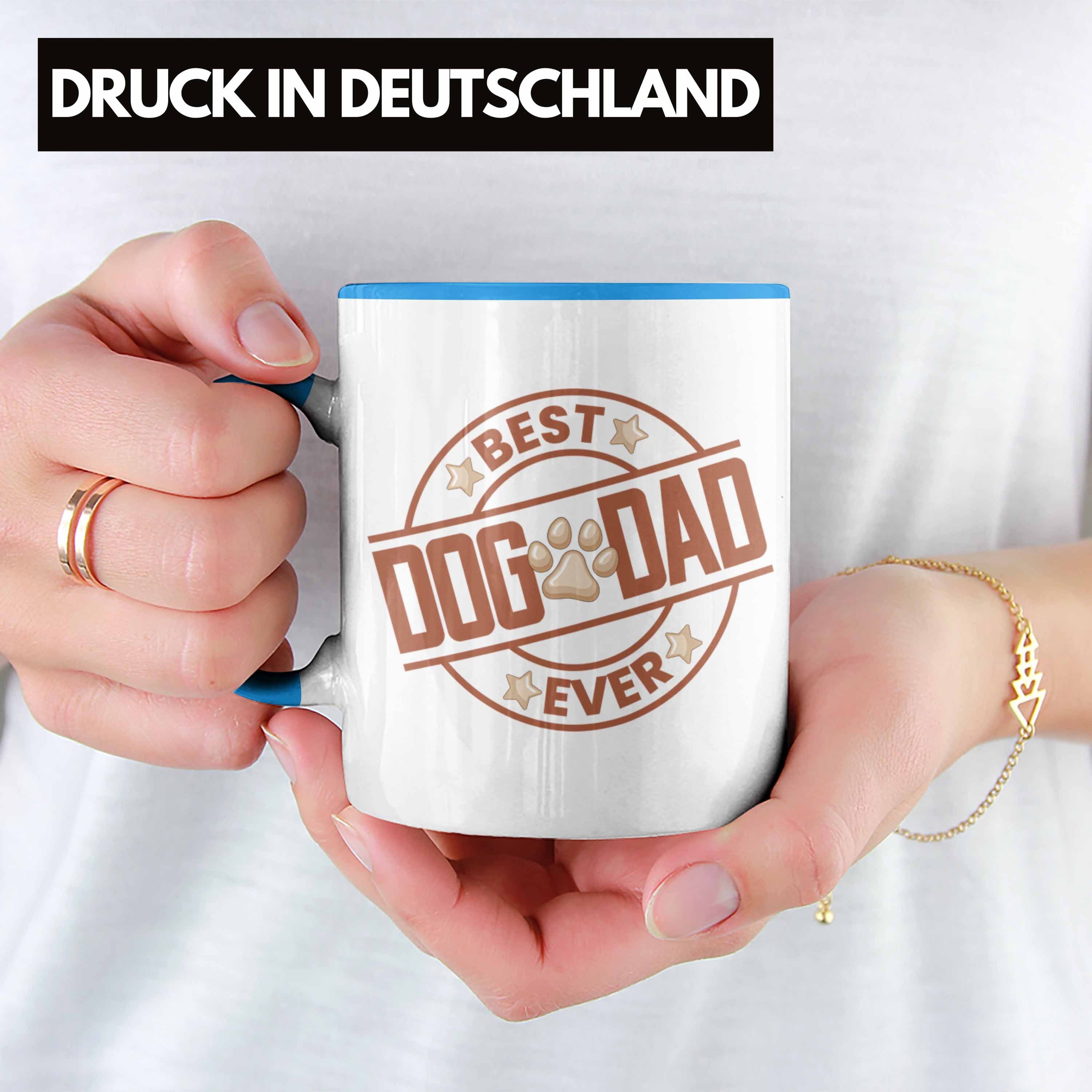 Trendation Tasse Trendation - Hundepapa Blau Bester Dad Tasse Hunde Geschenk Dog Ever Papa Geschenkidee