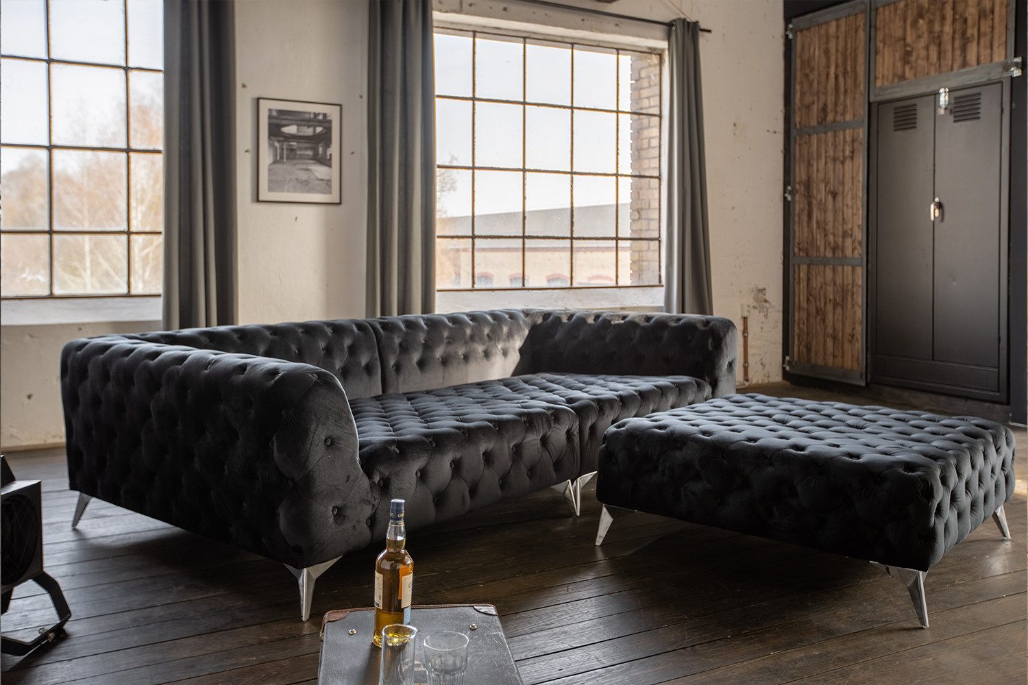 KAWOLA Big-Sofa NARLA, Couch Chesterfield Velvet, günstig online kaufen